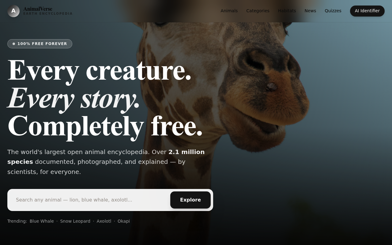 AnimalVerse Earth website example