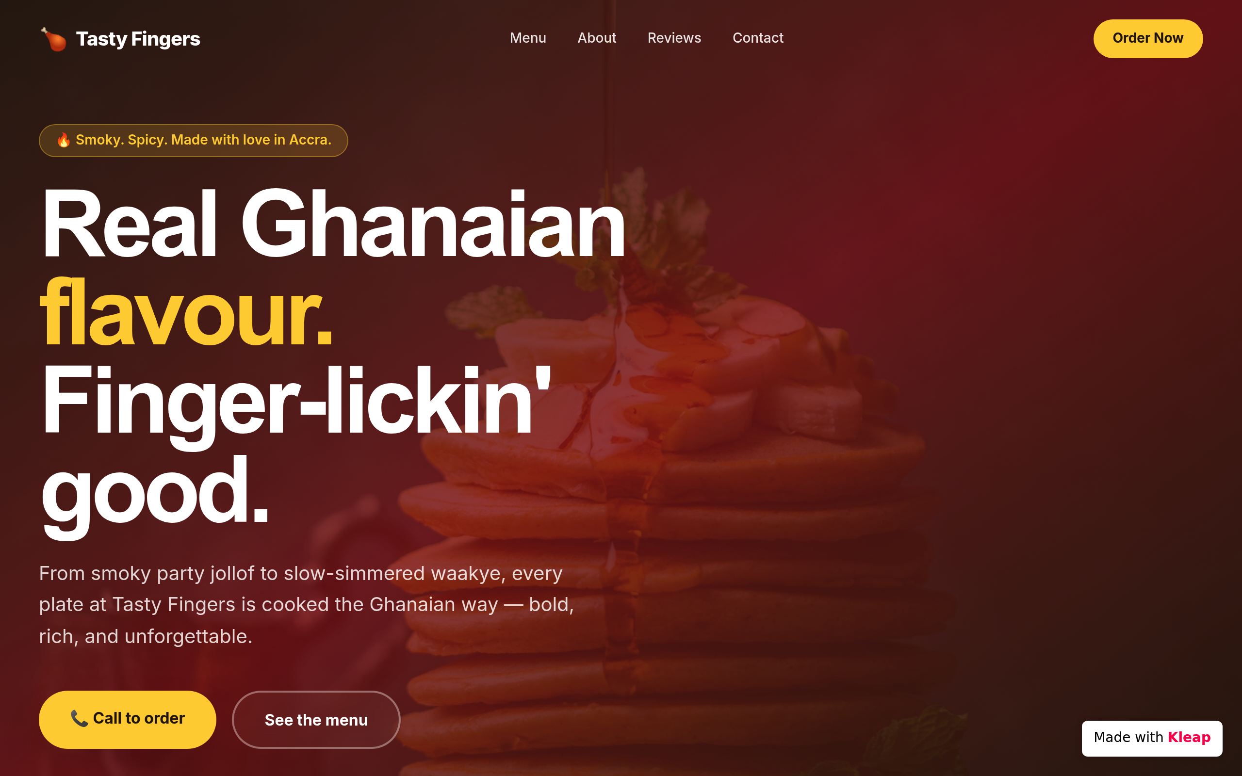 Tasty Fingers website example