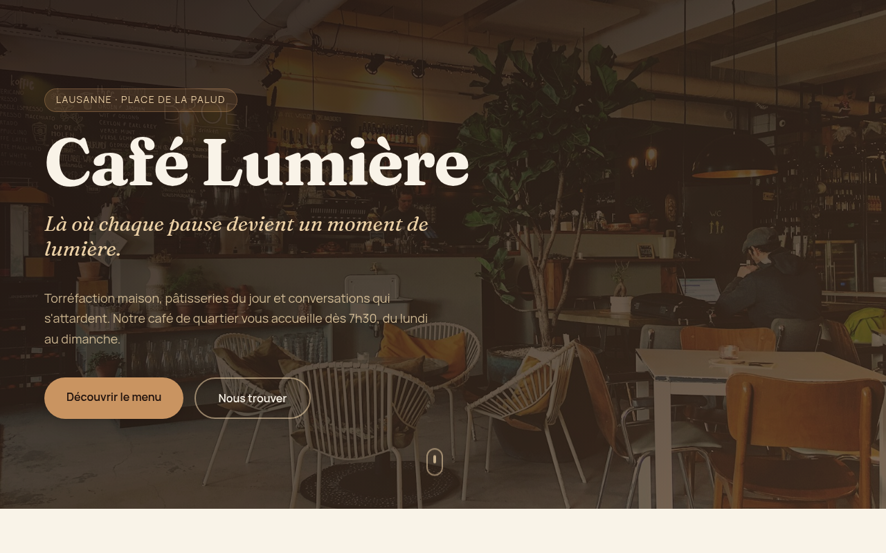 Café Lumière website example