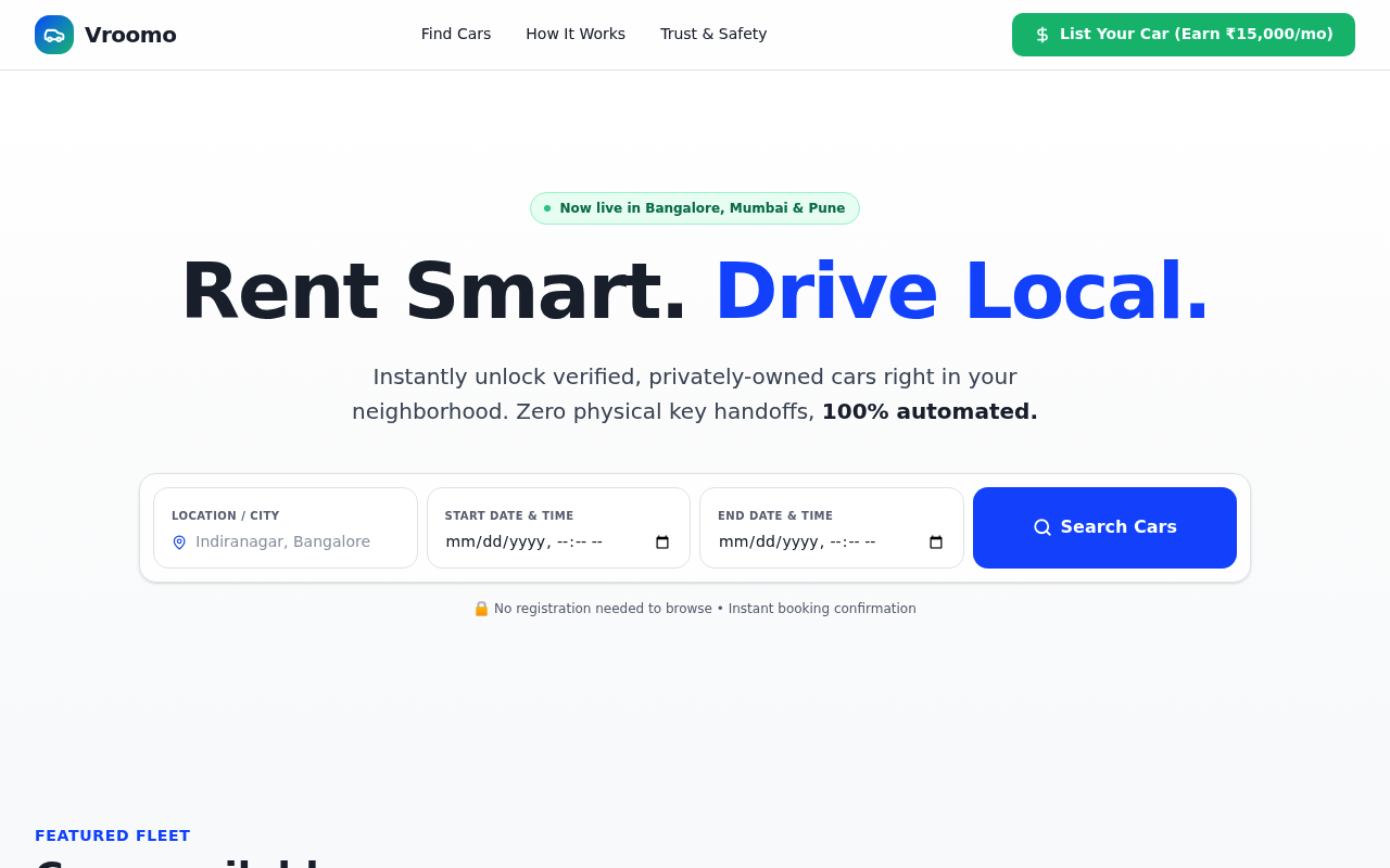 Vroomo website example