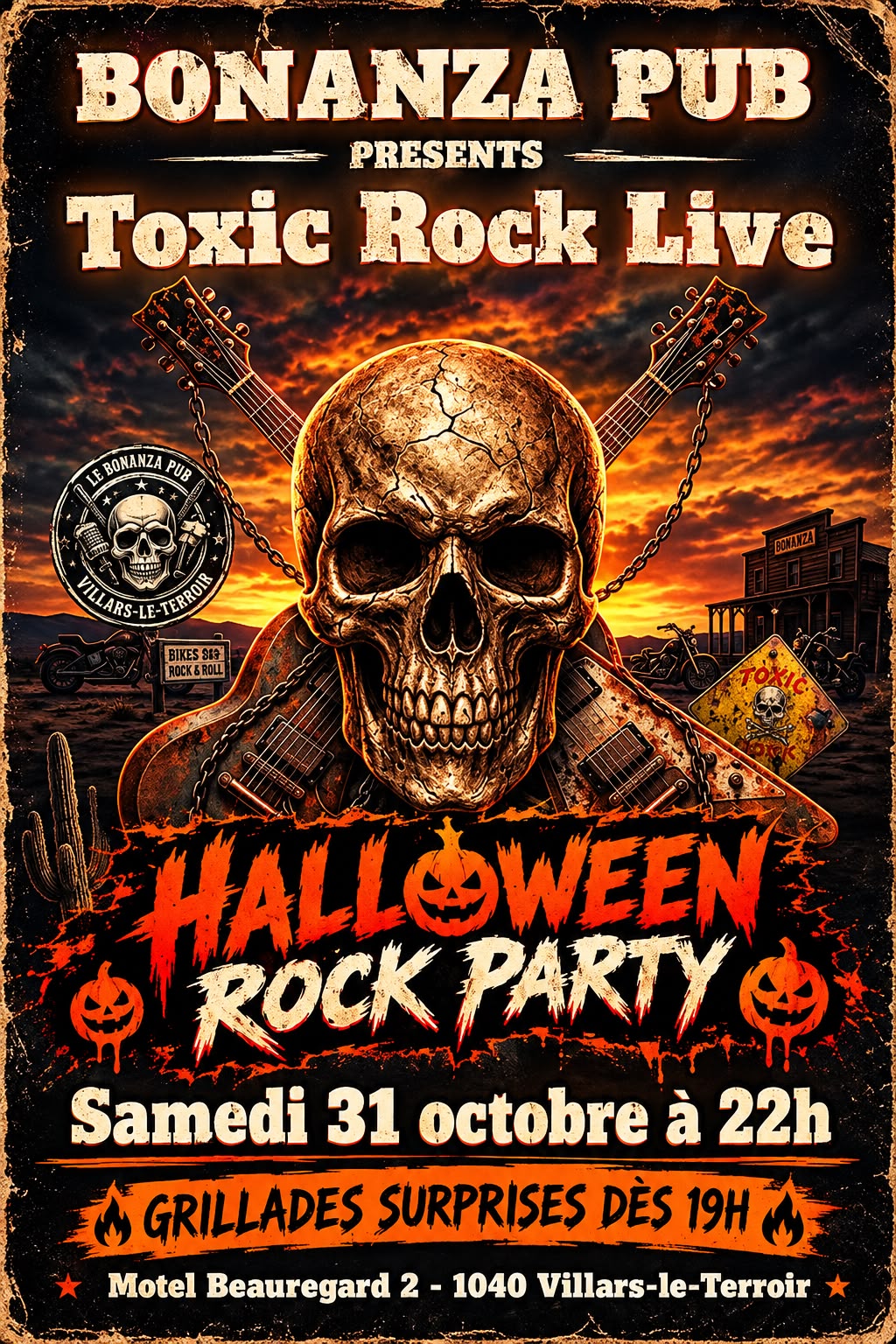 Halloween Rock Party — Toxic Rock live dès 22h, samedi 31 octobre au Bonanza Pub