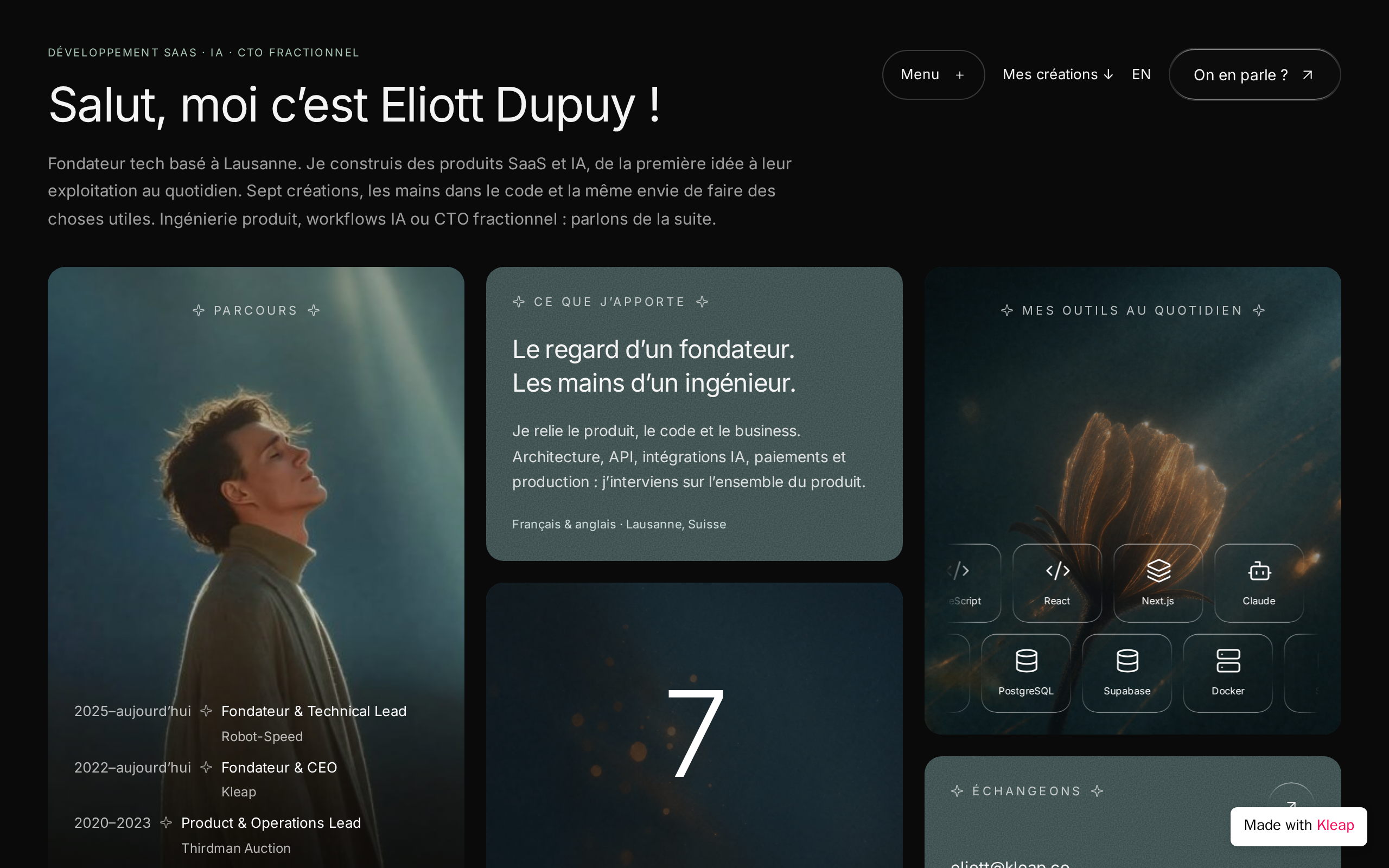 Eliott Dupuy - personal website website example