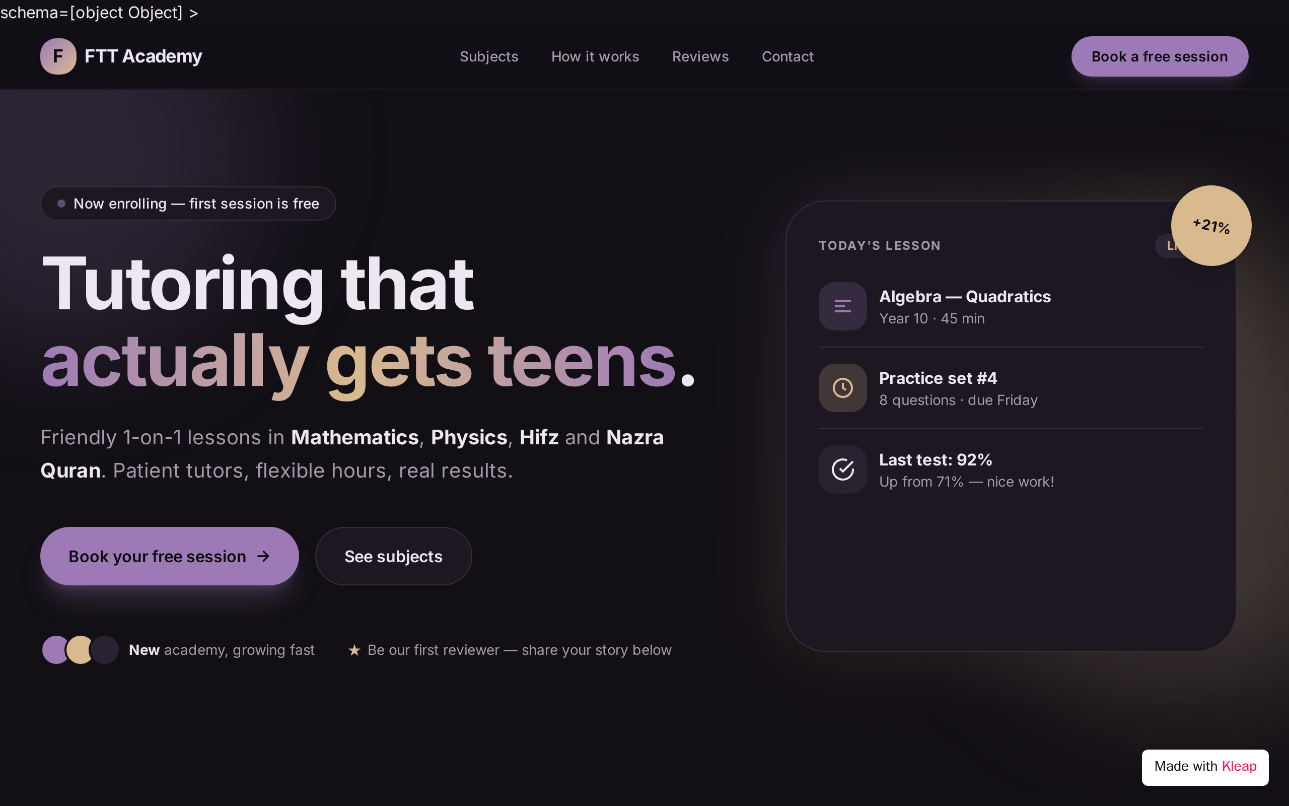 Friendly Teenage Tutoring