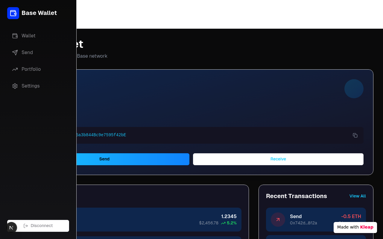 Base Wallet website example