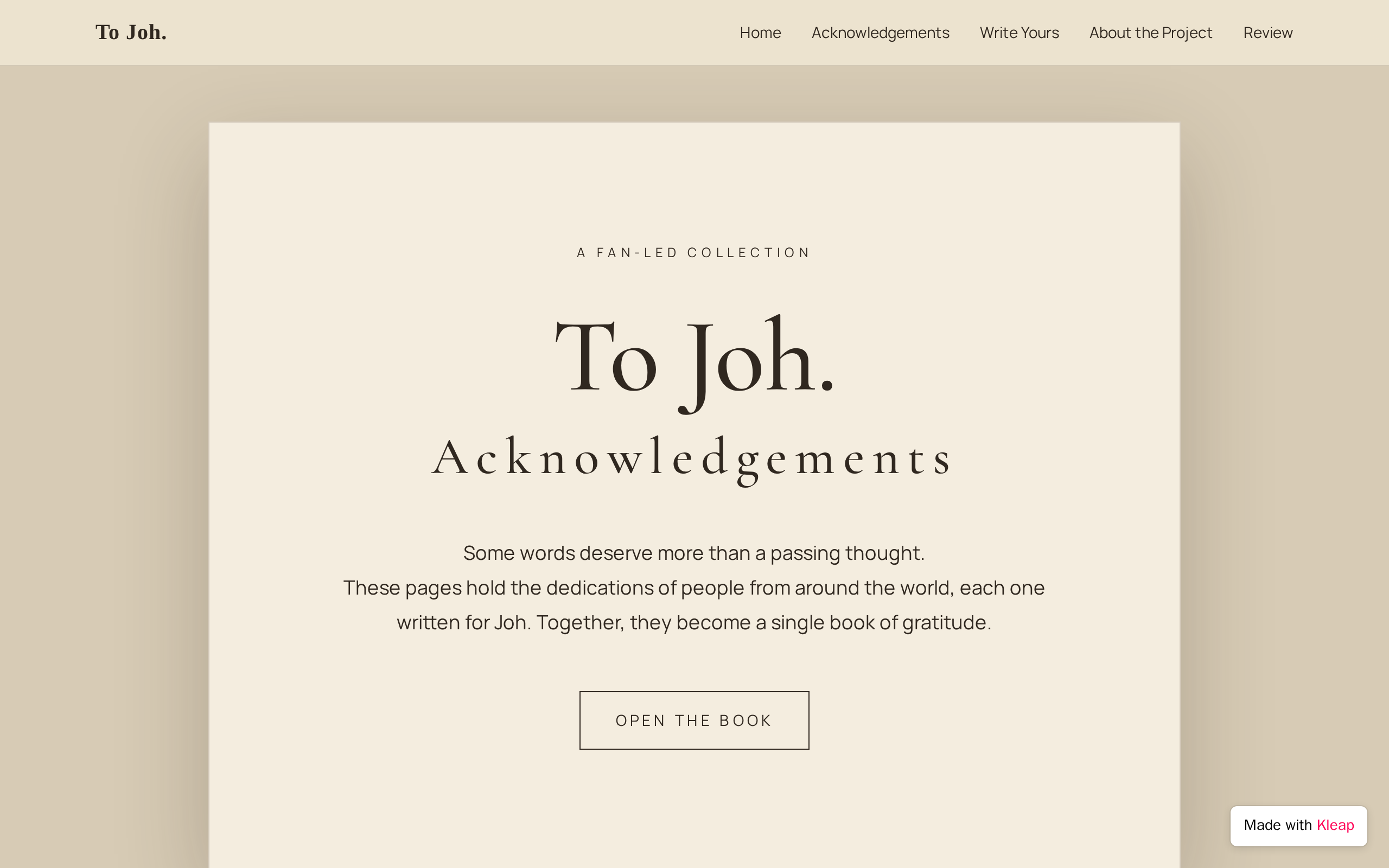 To Joh. — Tributes website example