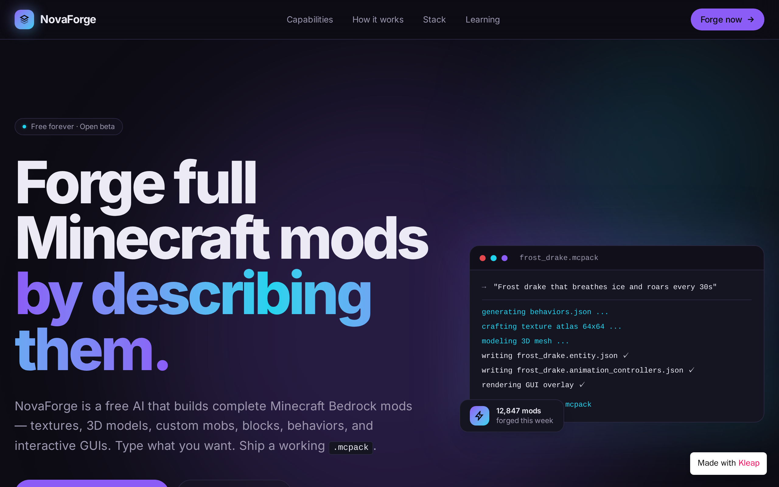 NovaForge website example