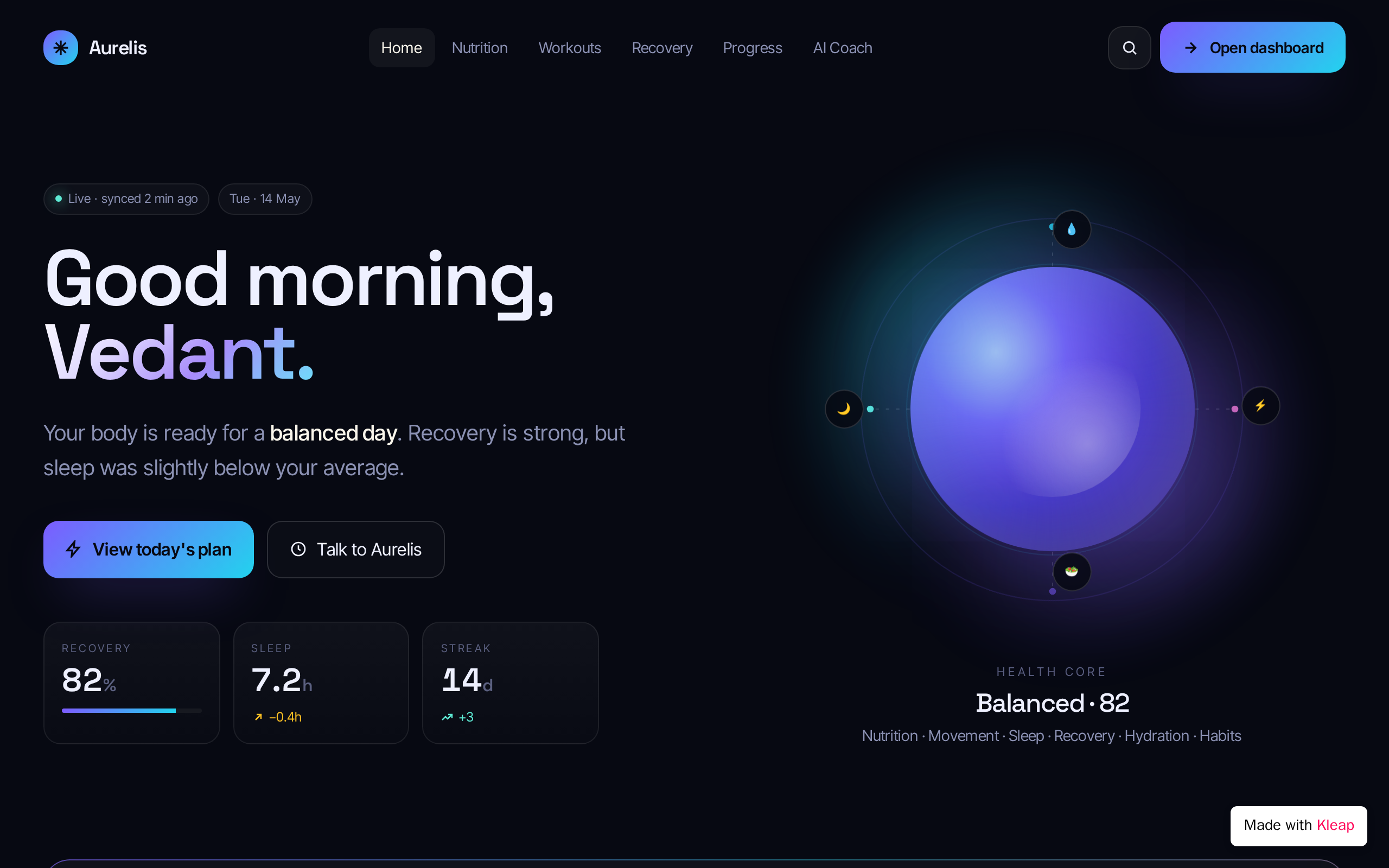Aurelis — built with Kleap