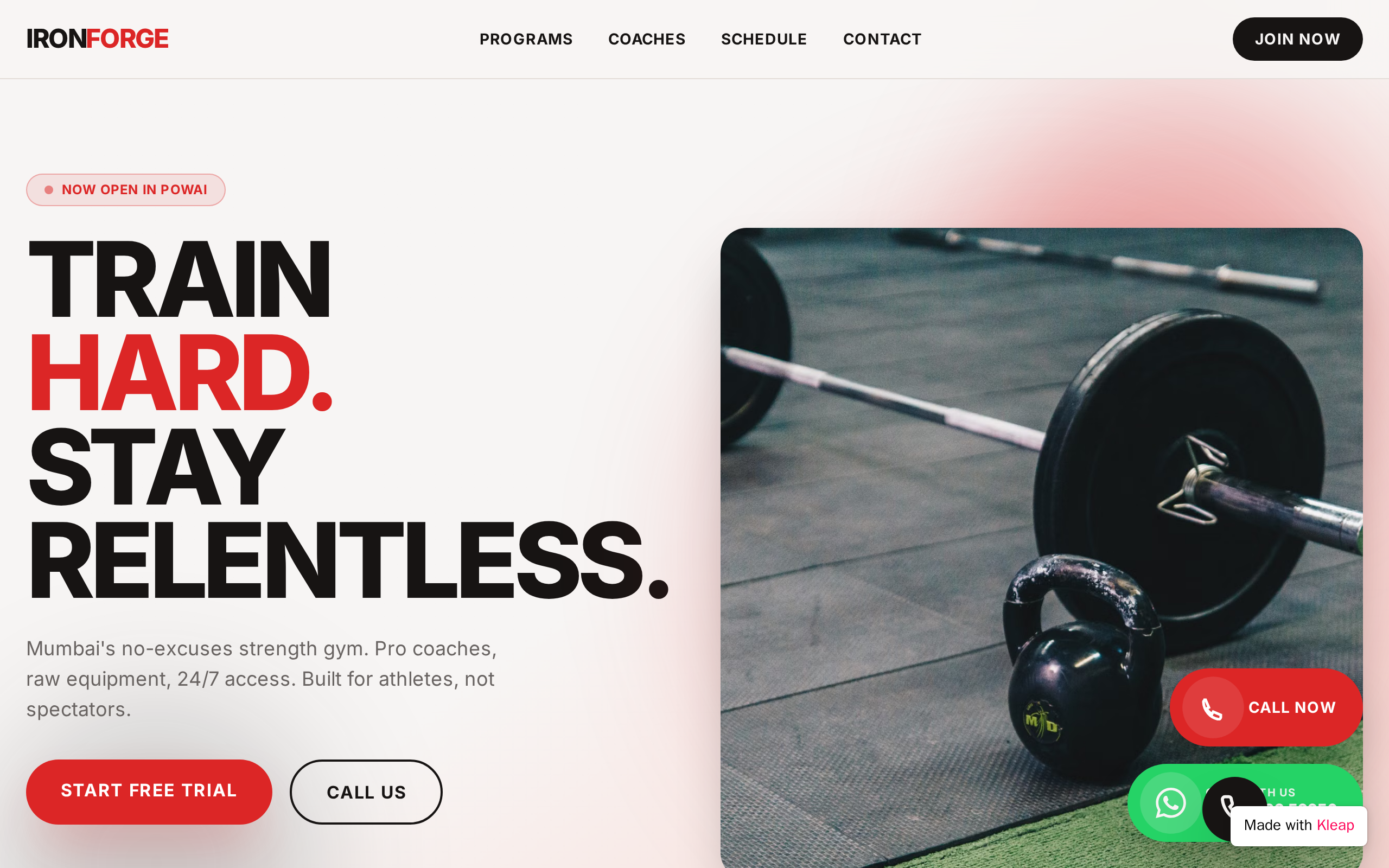 Gym — built with Kleap