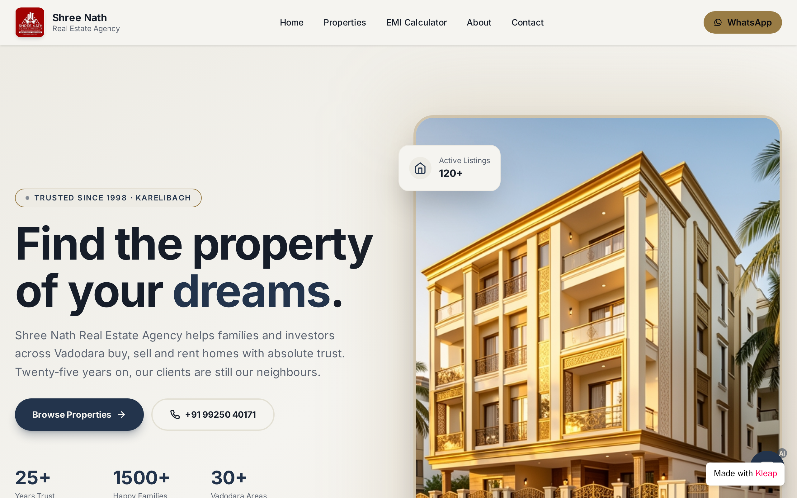 Shree Nath Real Estate Agency website example