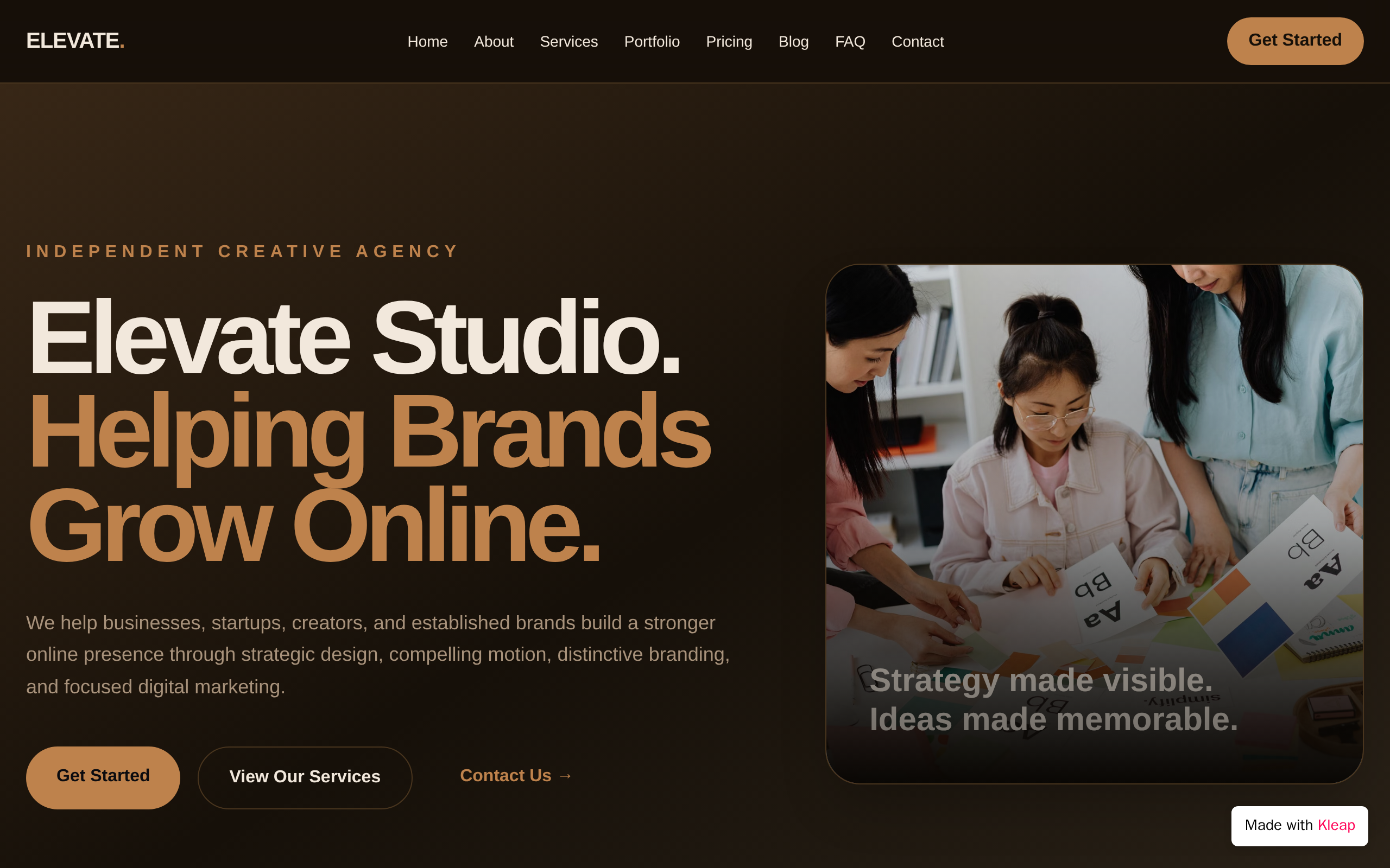 Elevate Studio website example