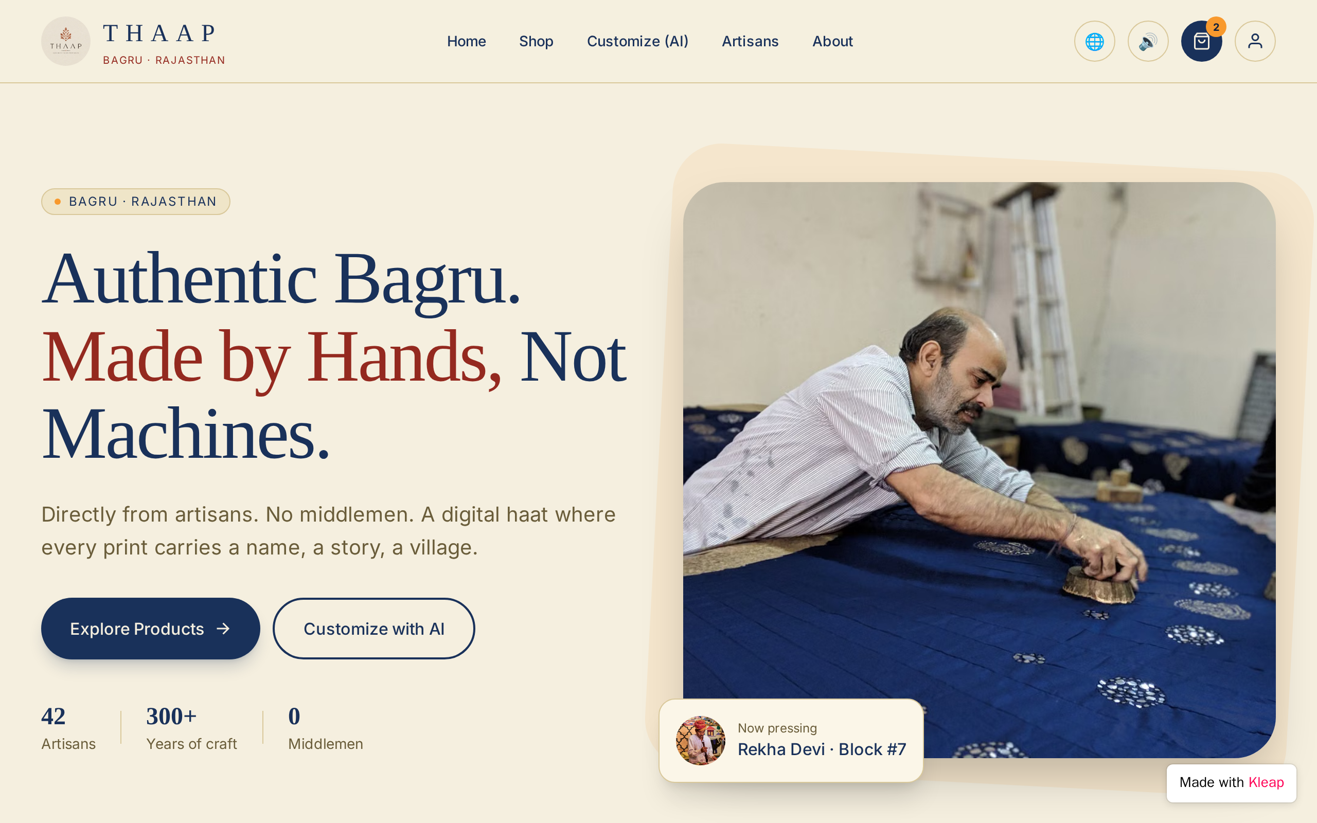 Thaap website example