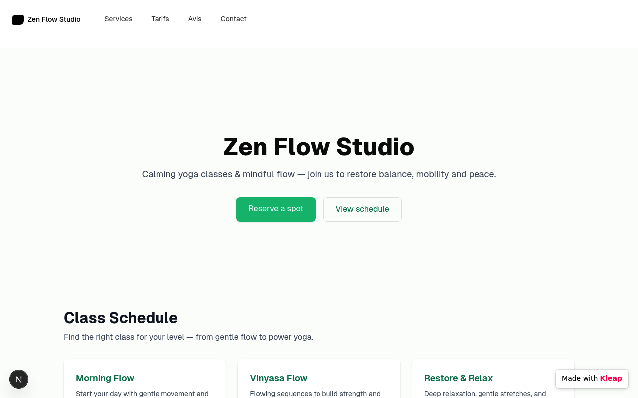 Zen Flow Studio website example