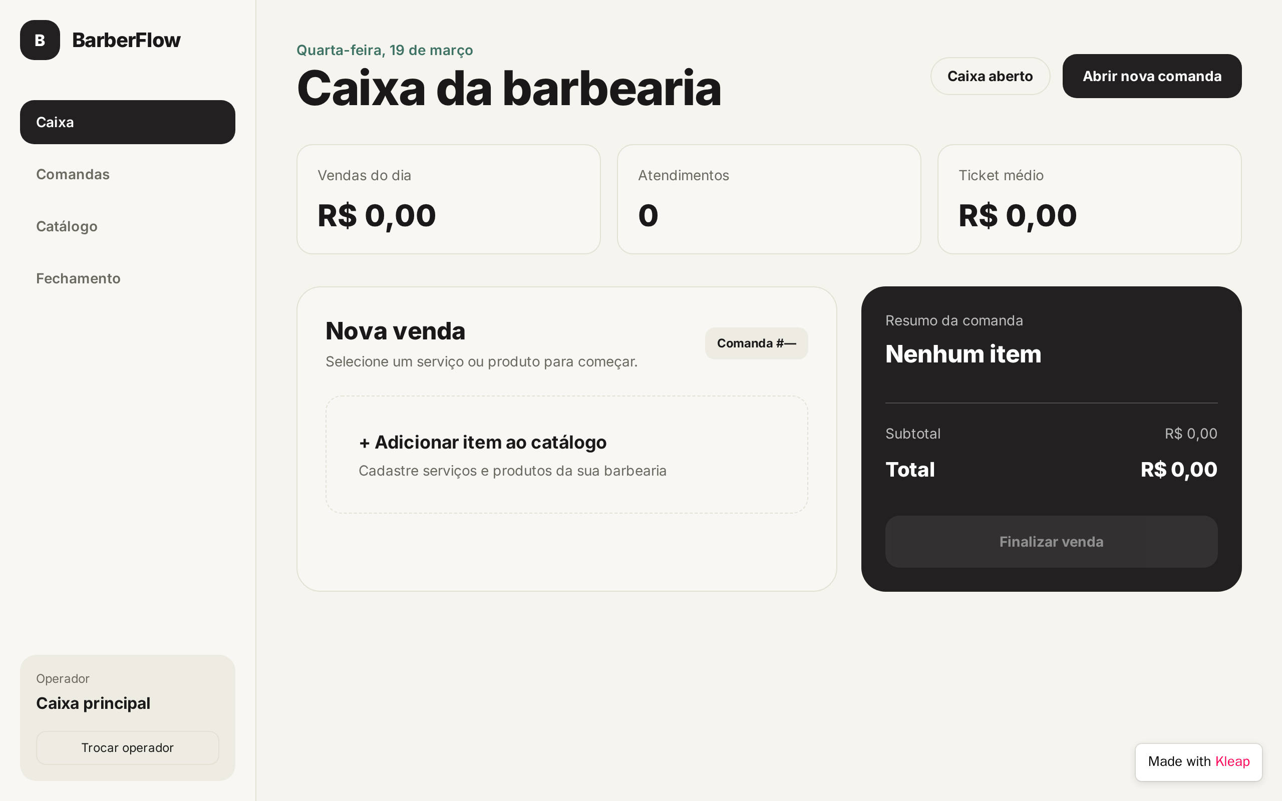BarberCloud — built with Kleap
