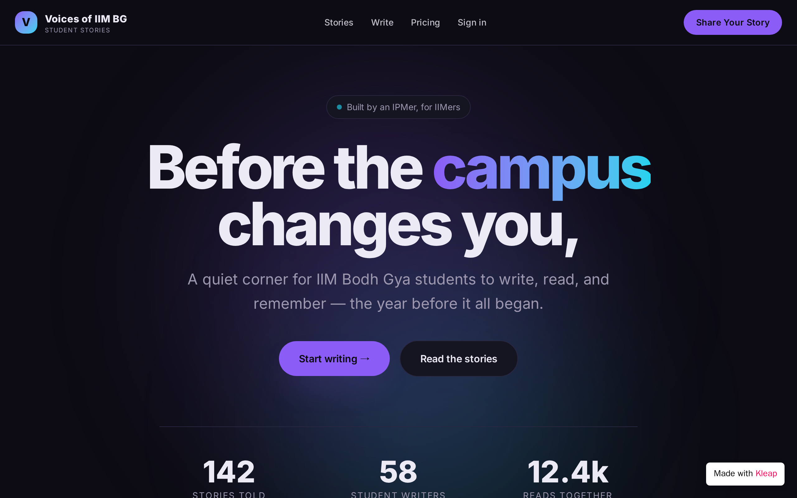 Freshman Voices website example