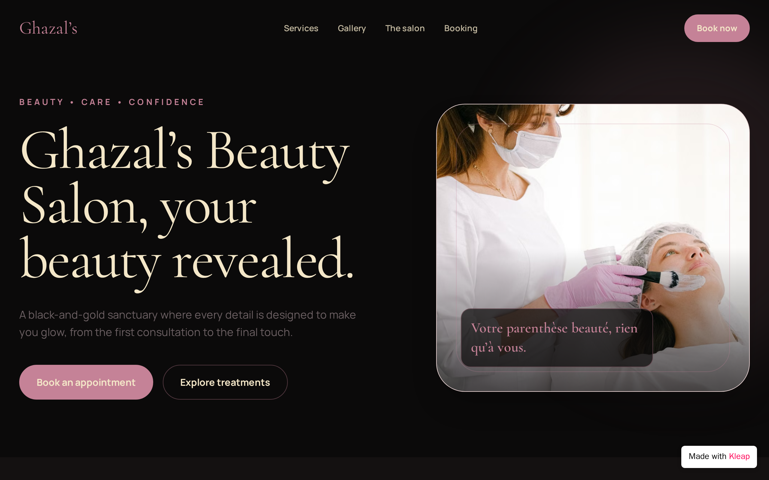Ghazal's Beauty Salon website example