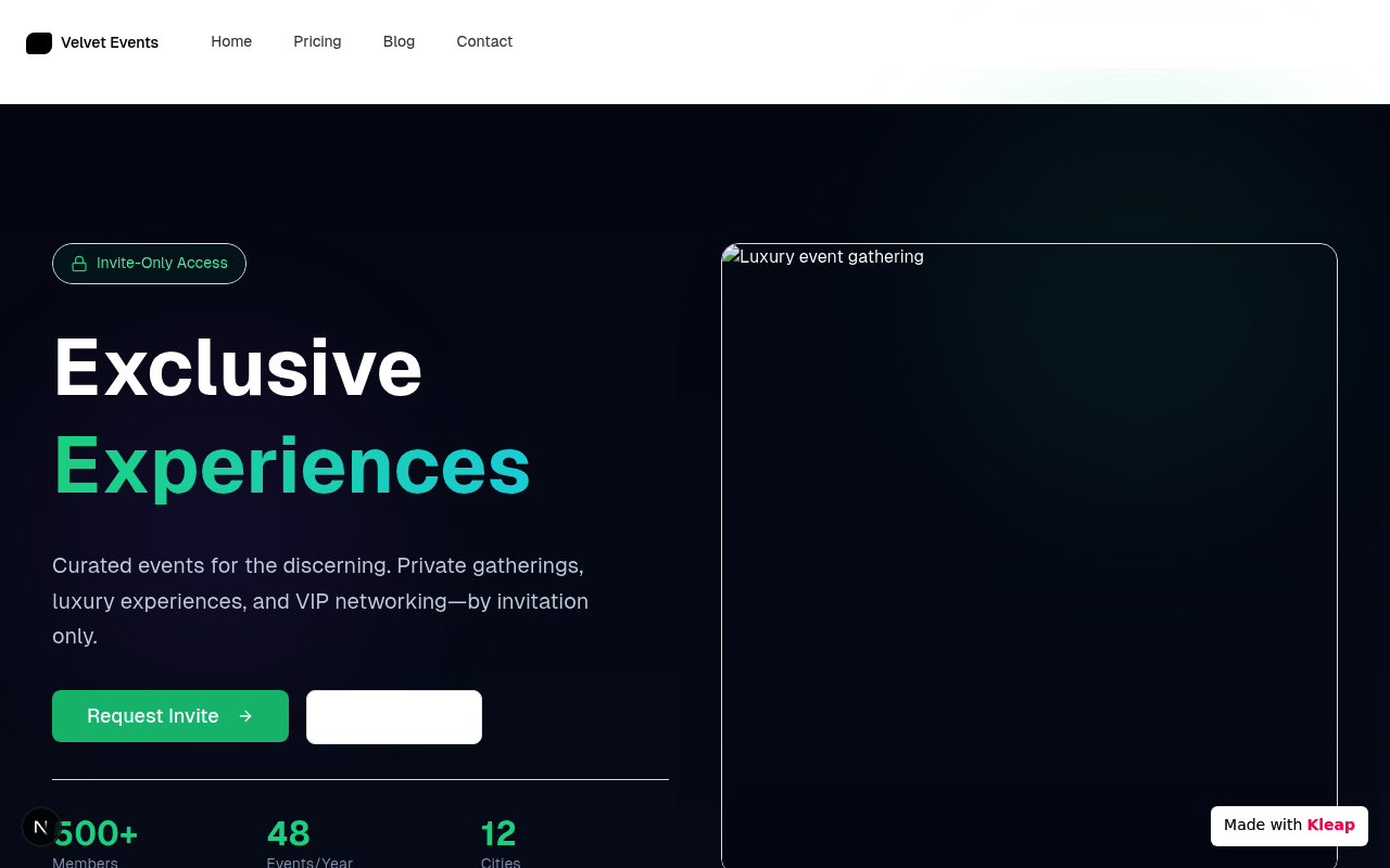 UI — built with Kleap