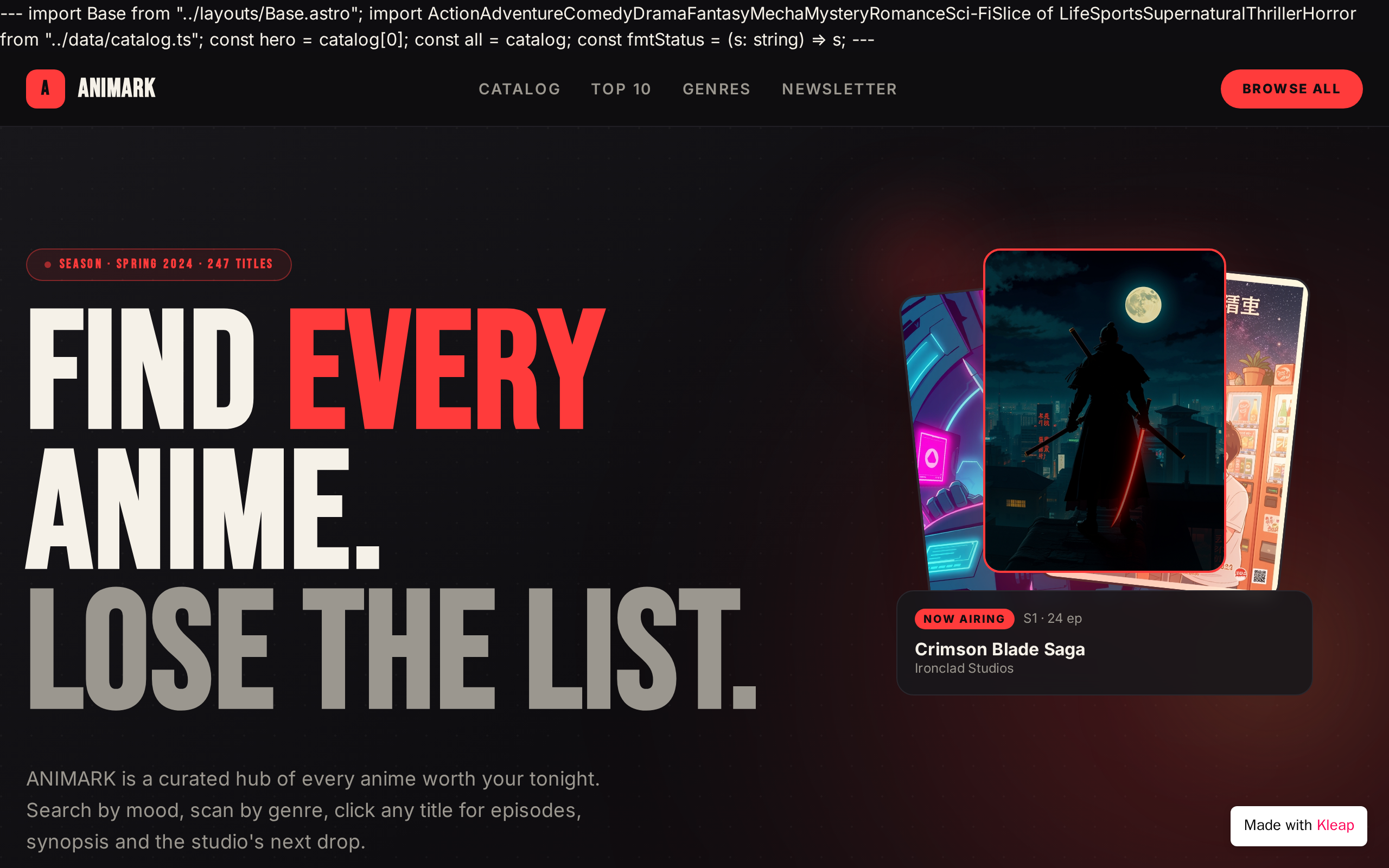 AnimeHub website example