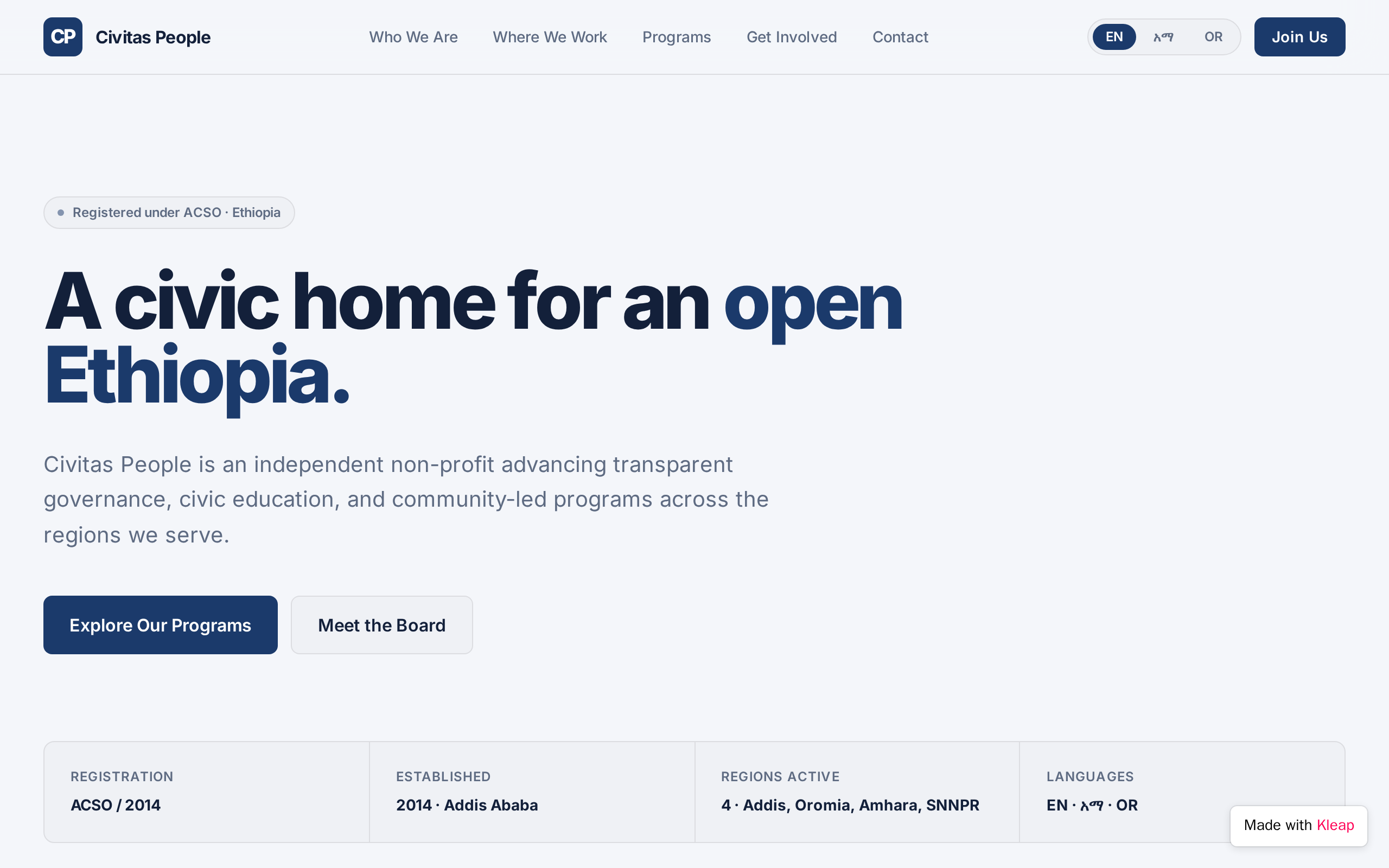 One-Stop website example