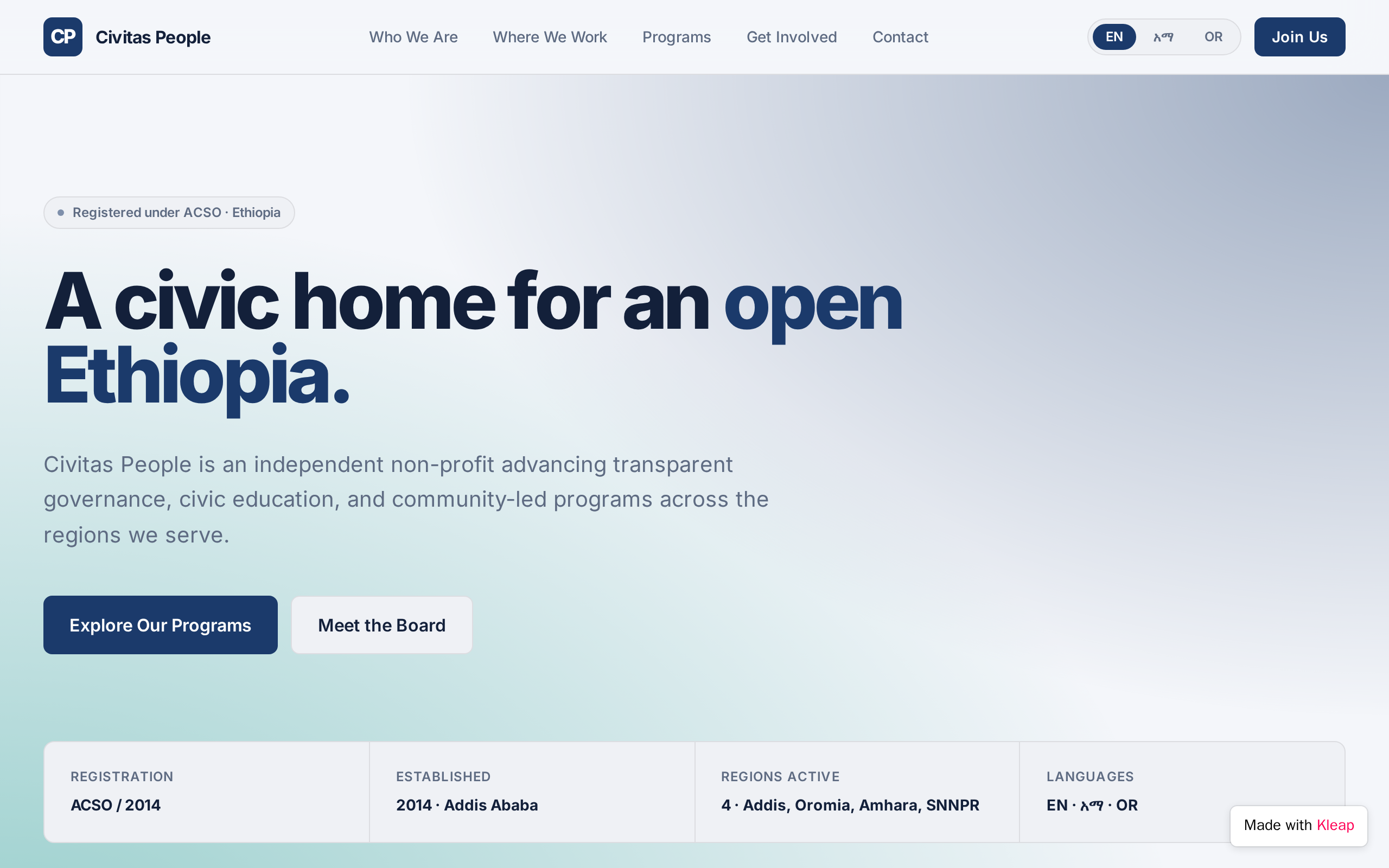 One-Stop website example