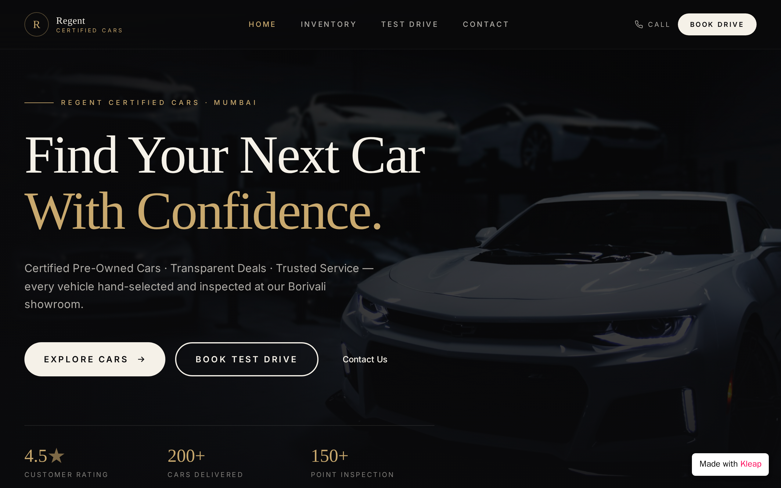 Regent Certified Cars website example