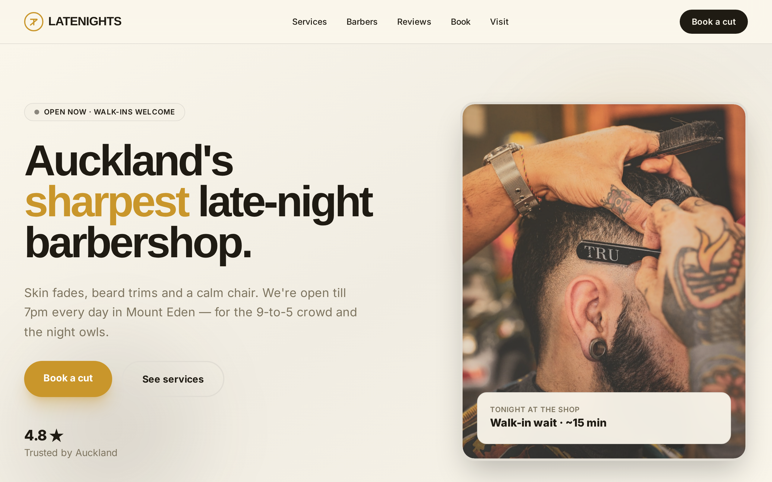 Latenights the Barbershop website example