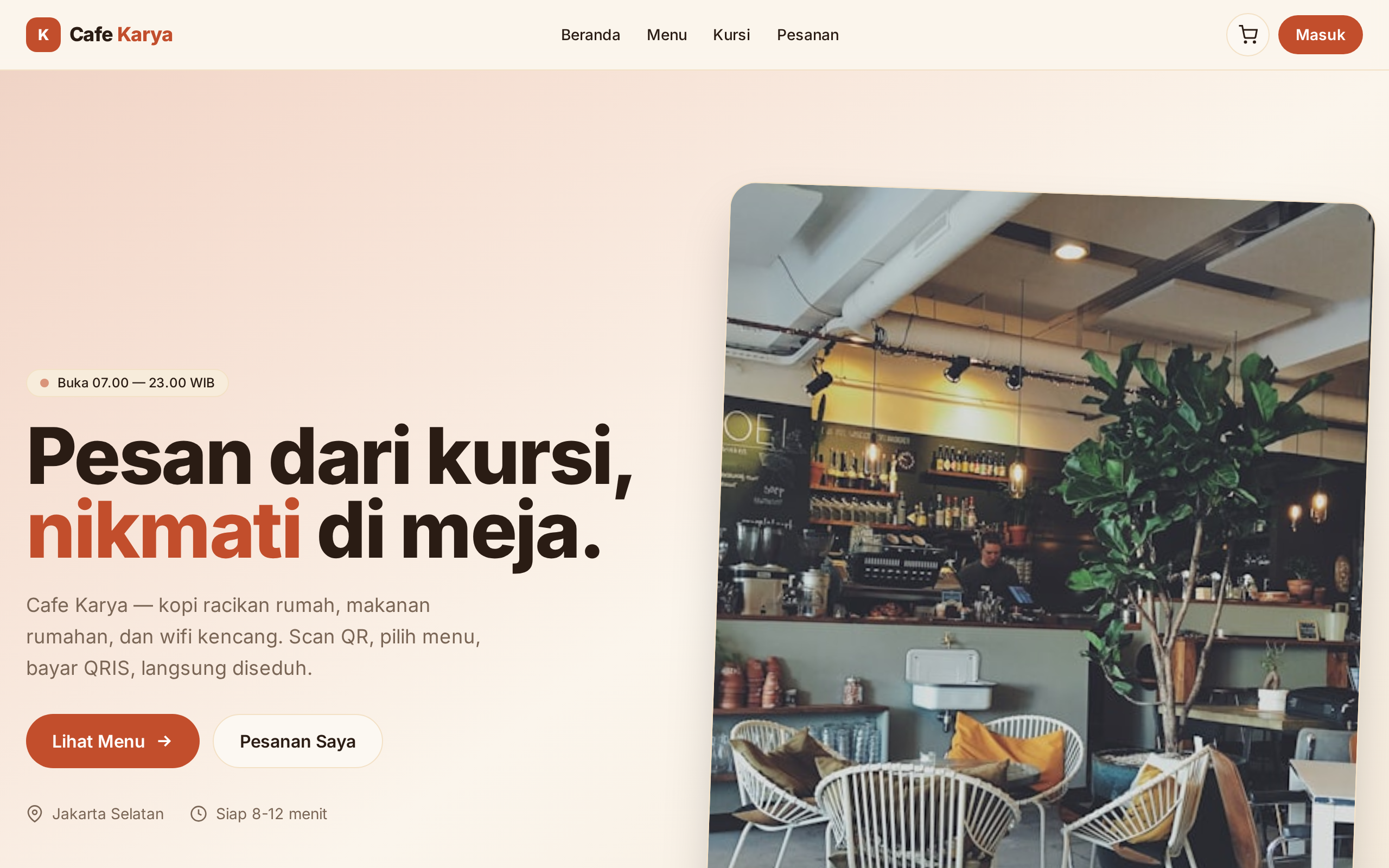 Cafe Karya website example