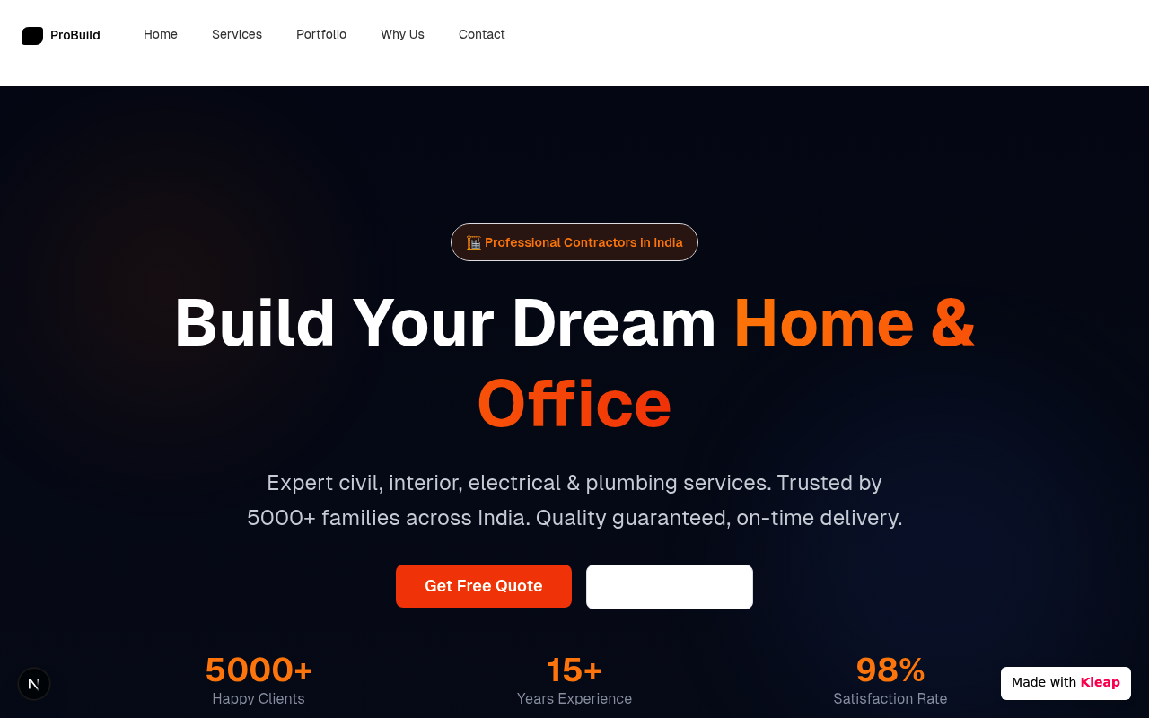 Call Now website example