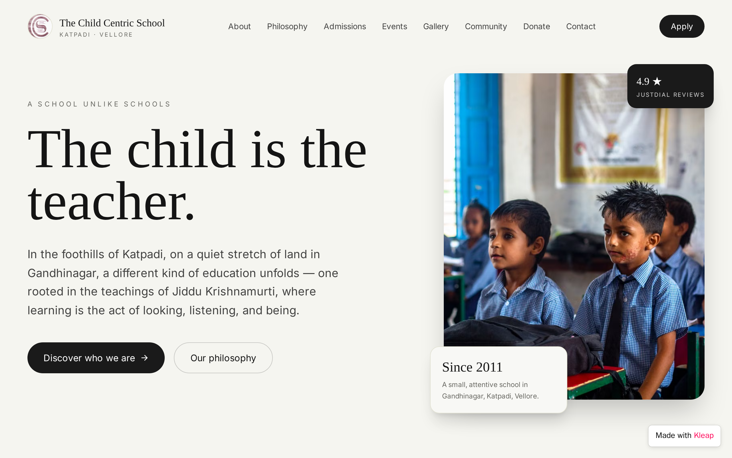 The Child Centric School — built with Kleap
