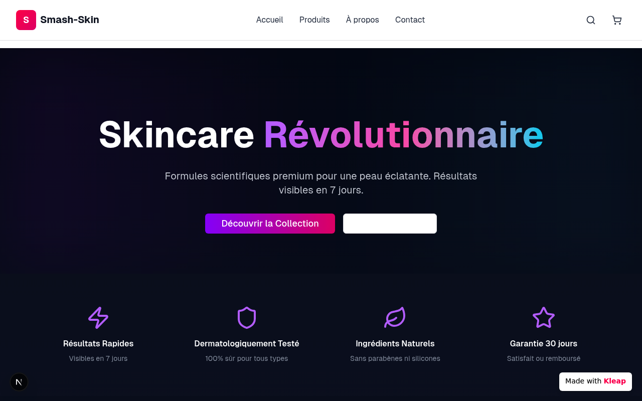 Smash-Skin website example