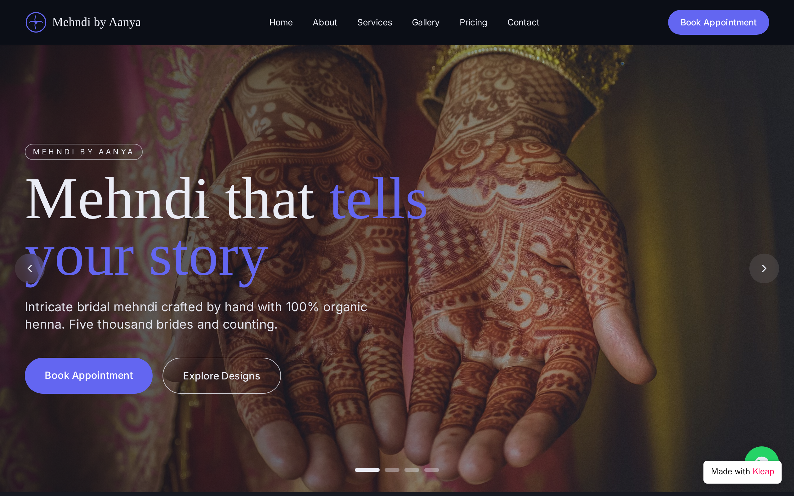 Modern Mehndi Artist Website Create website example