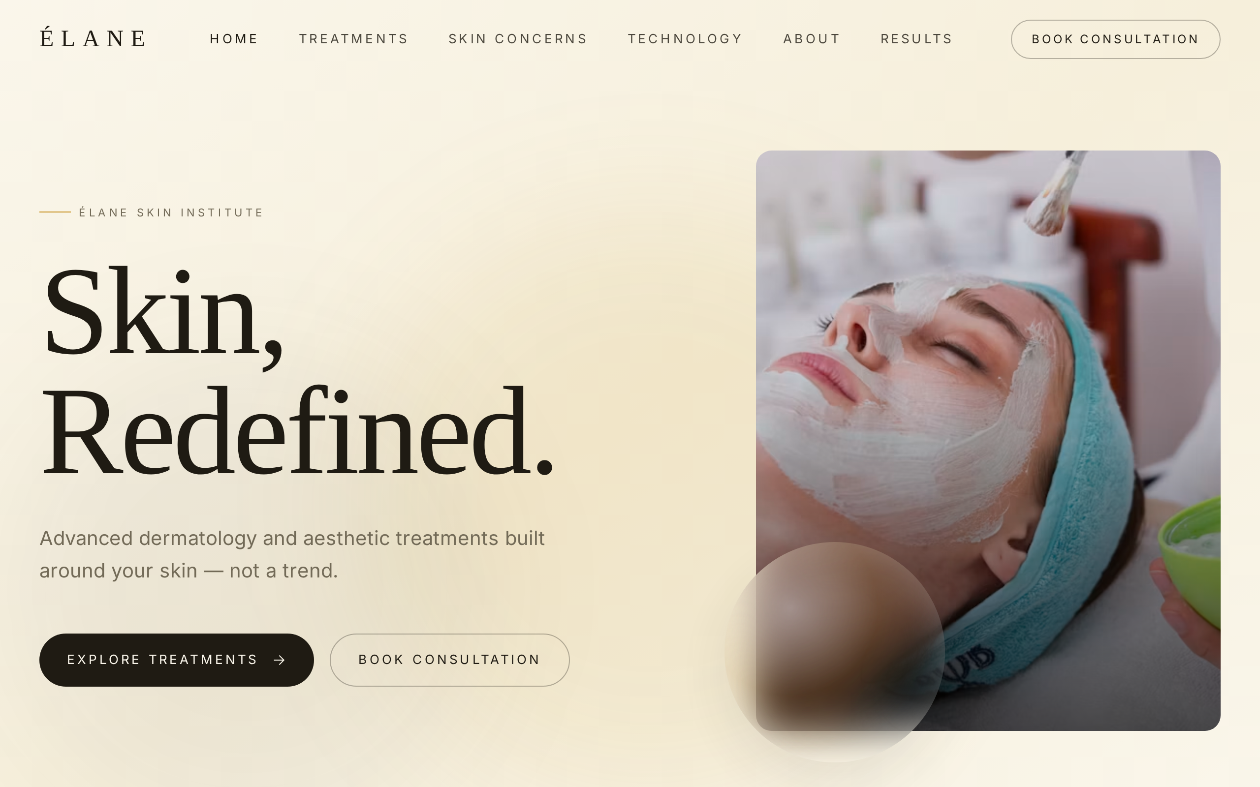 ÉLANE Skin Institute website example