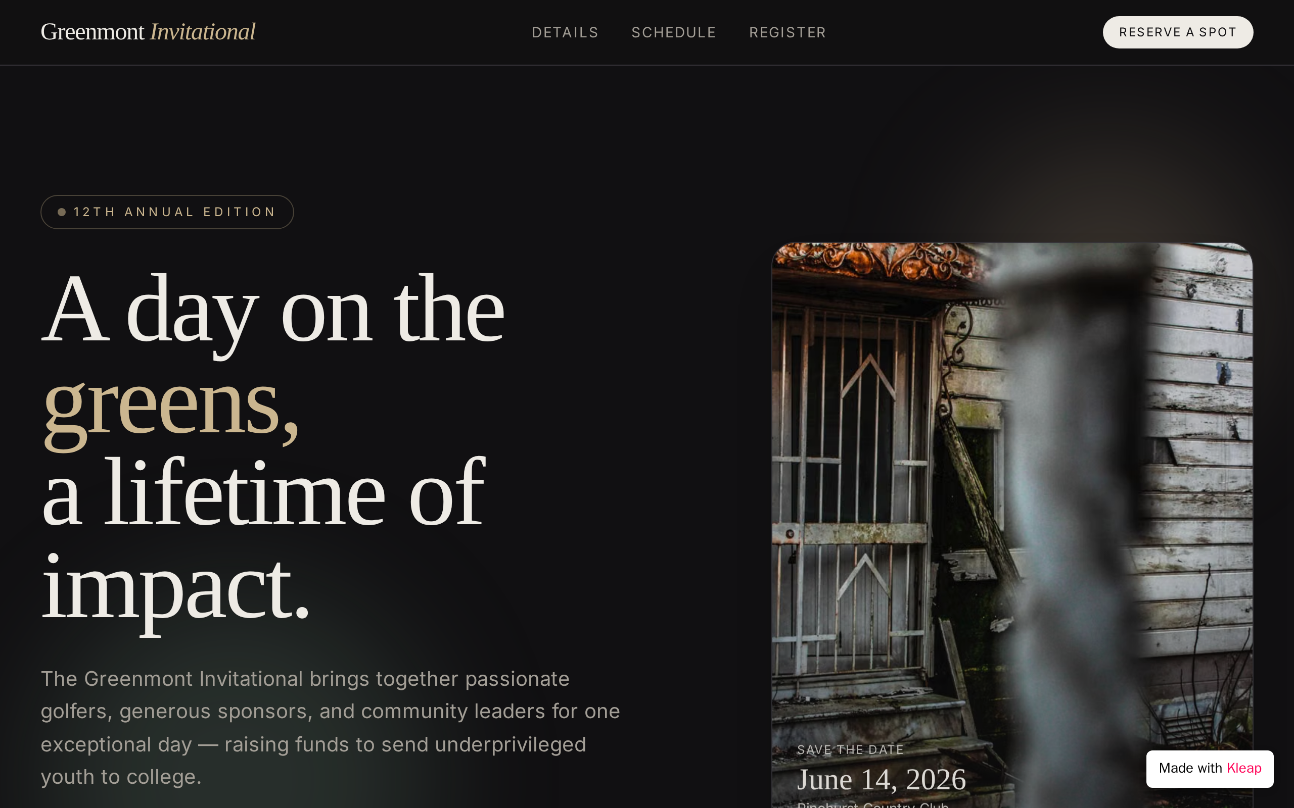 TeeTime website example