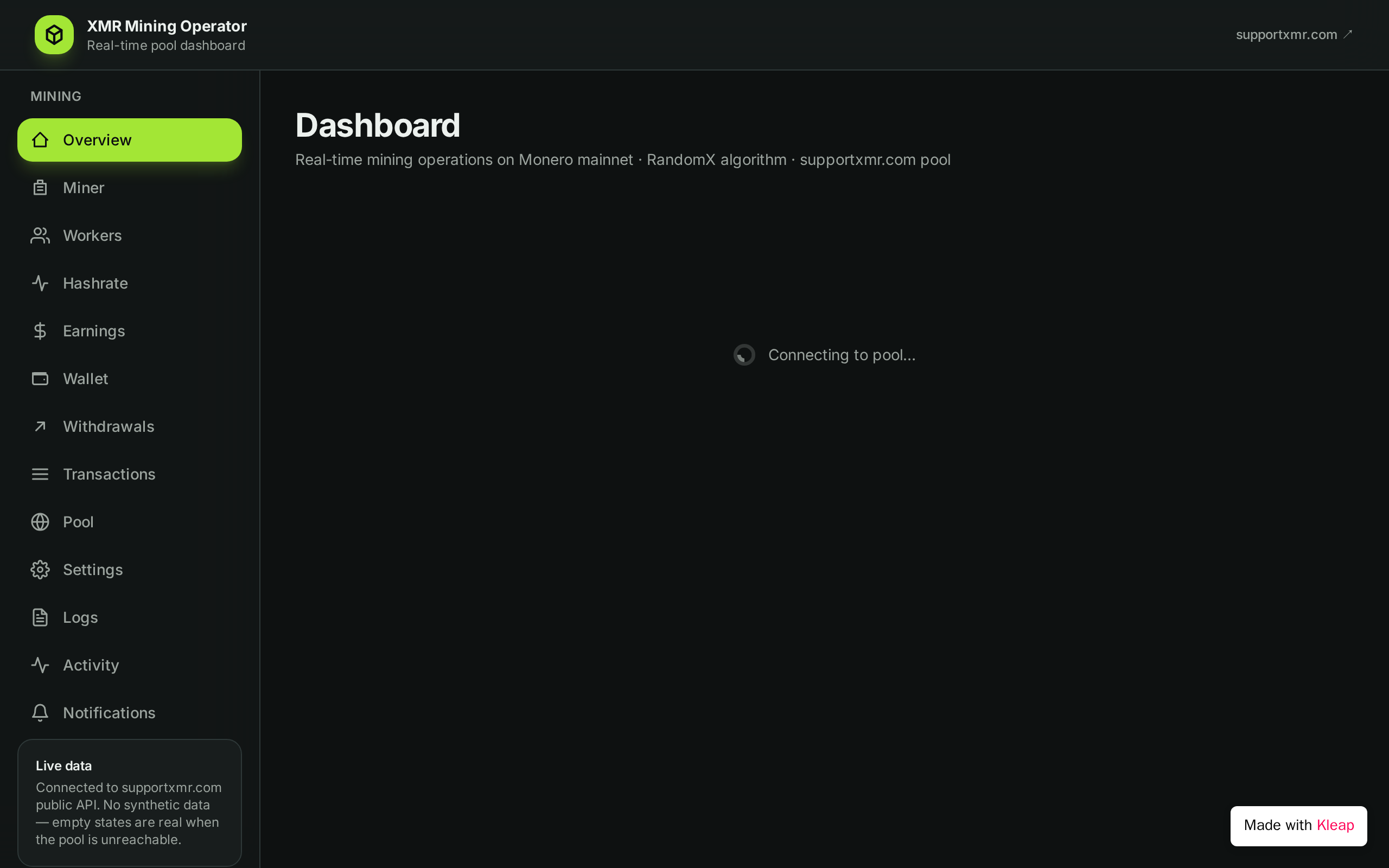 Mining Platform website example
