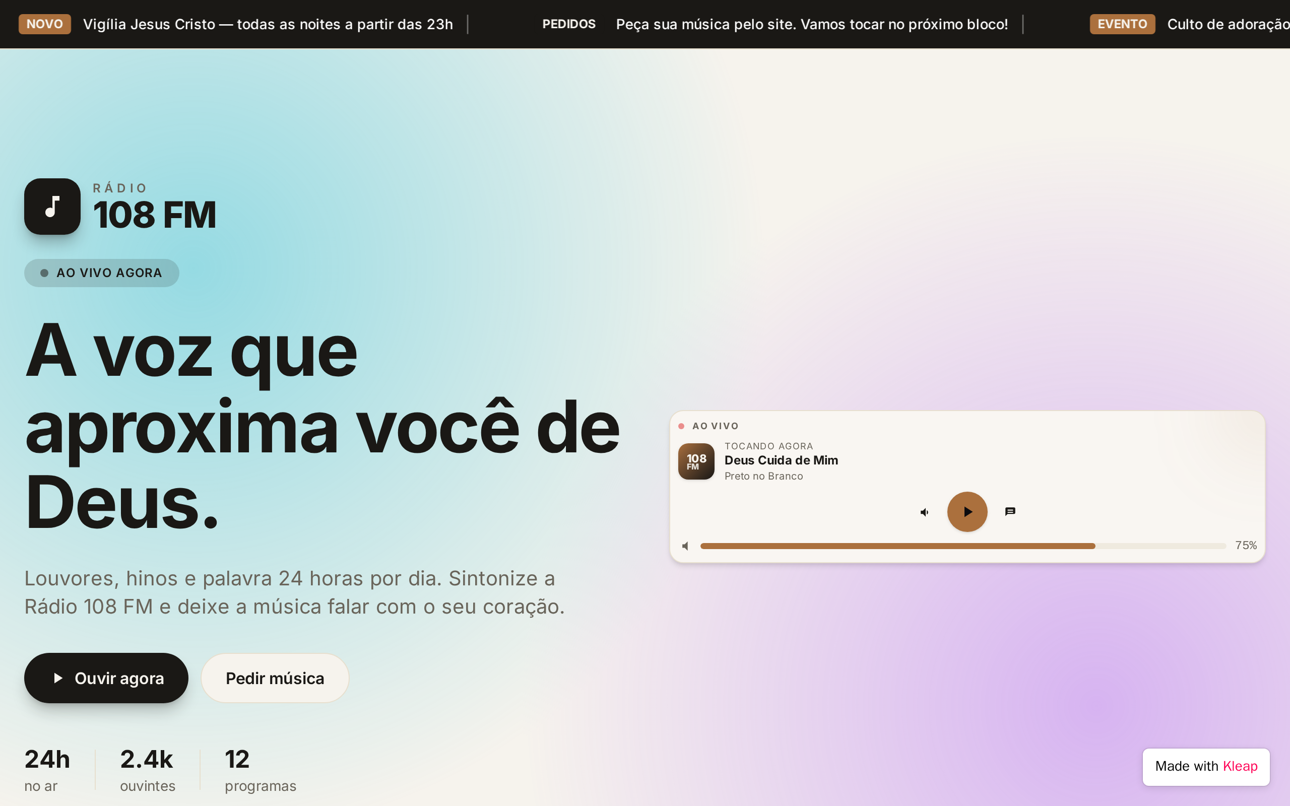 Rádio Luz Online website example
