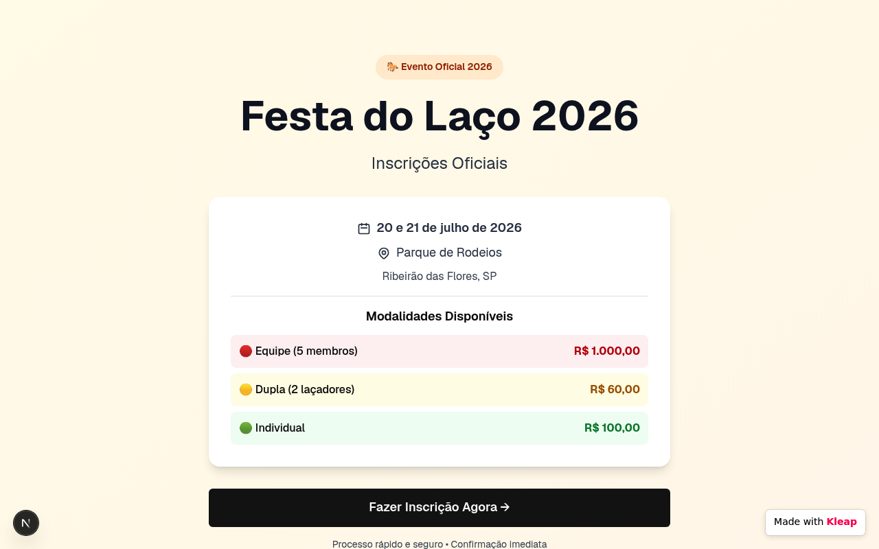 Finalizar Inscrição website example