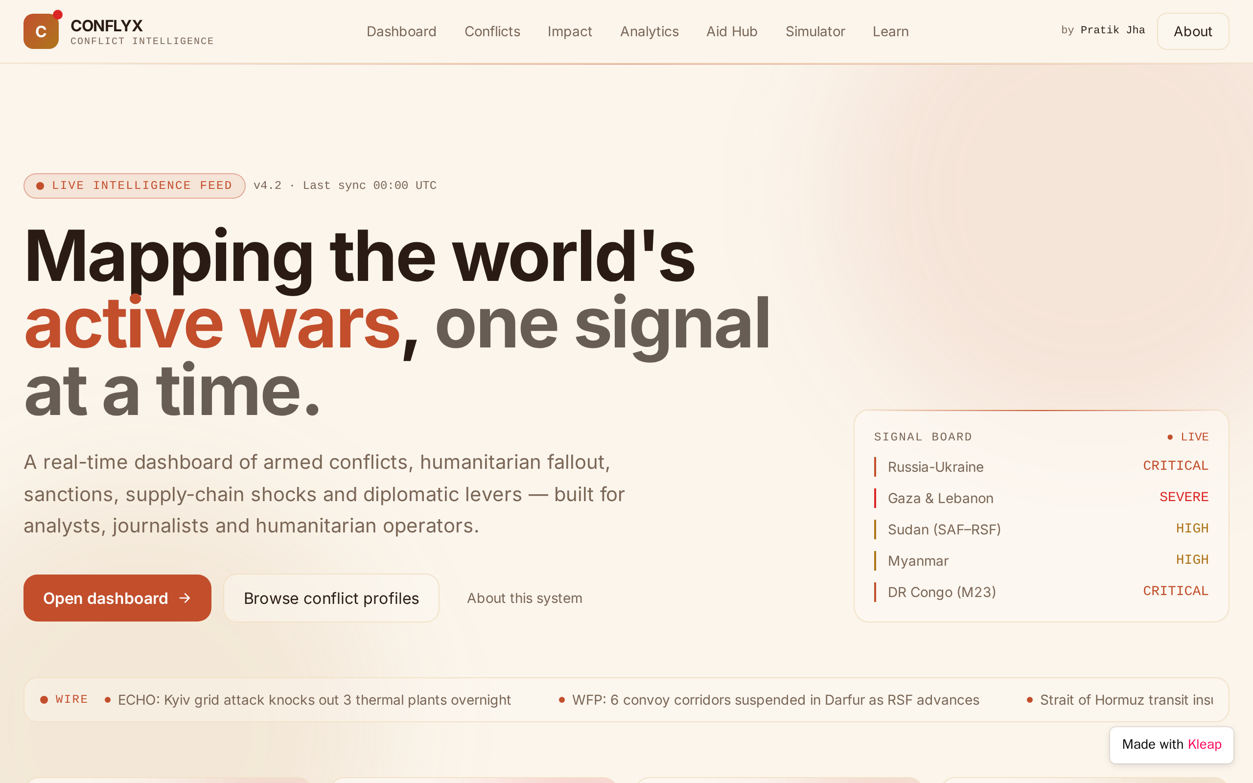 Global Ongoing Conflicts website example