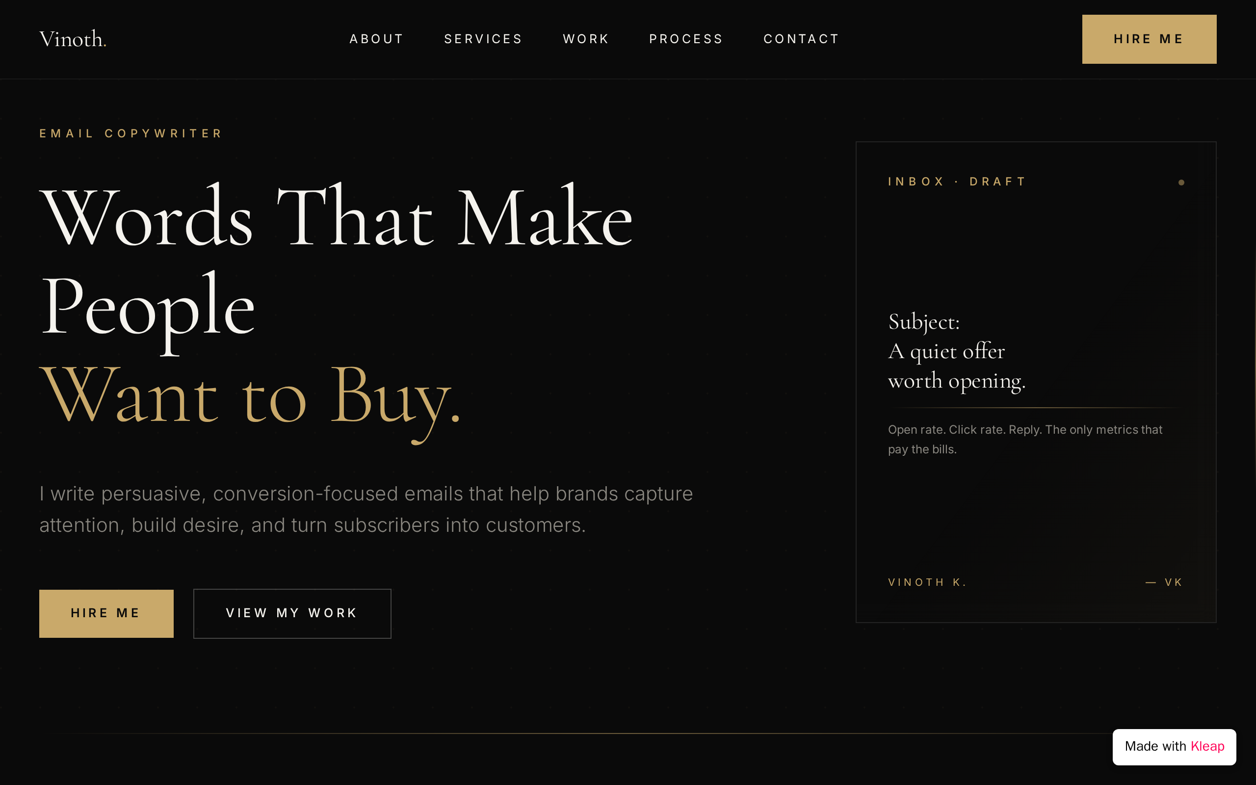 Vinoth Kumar — built with Kleap