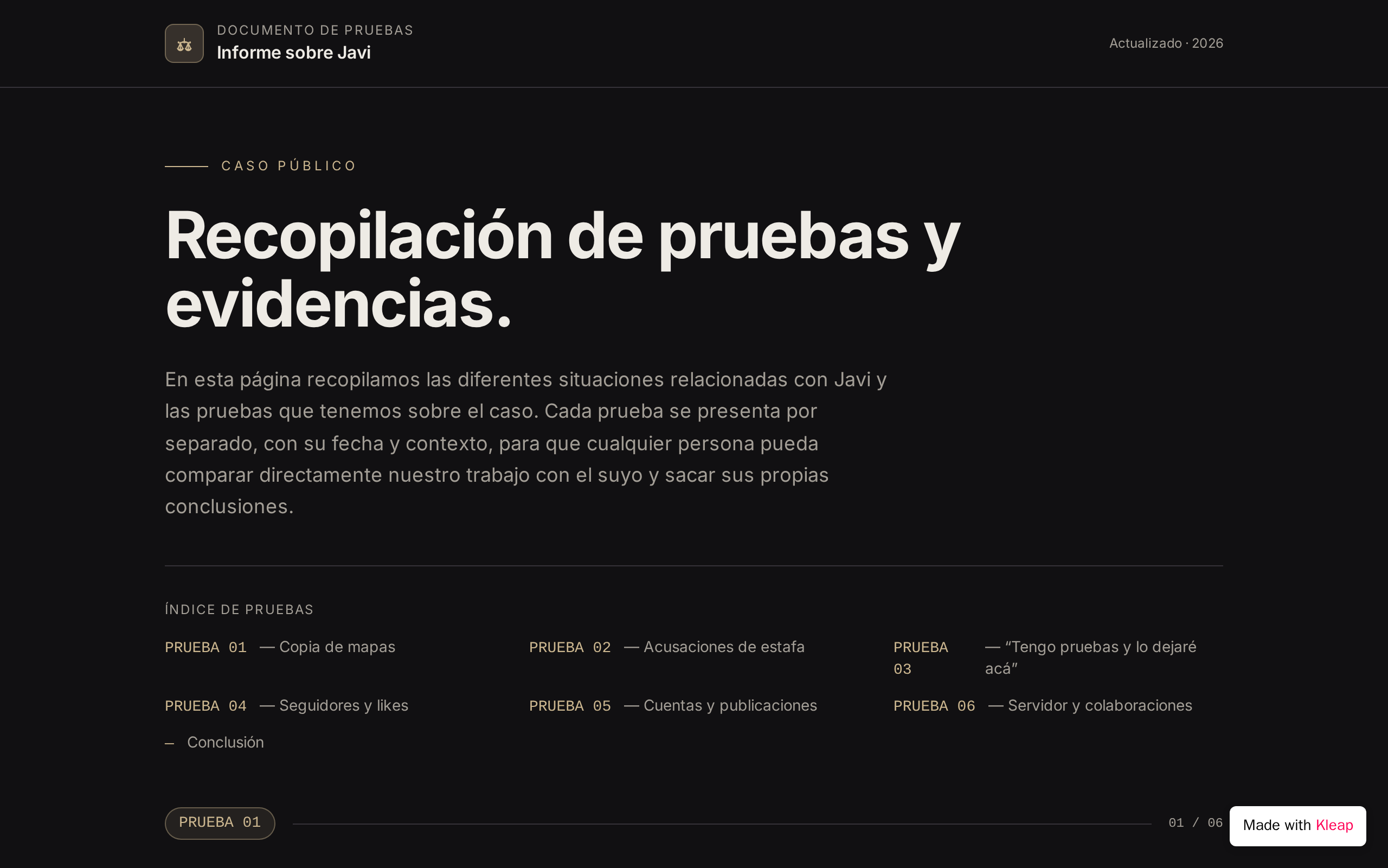 Informe Javi website example