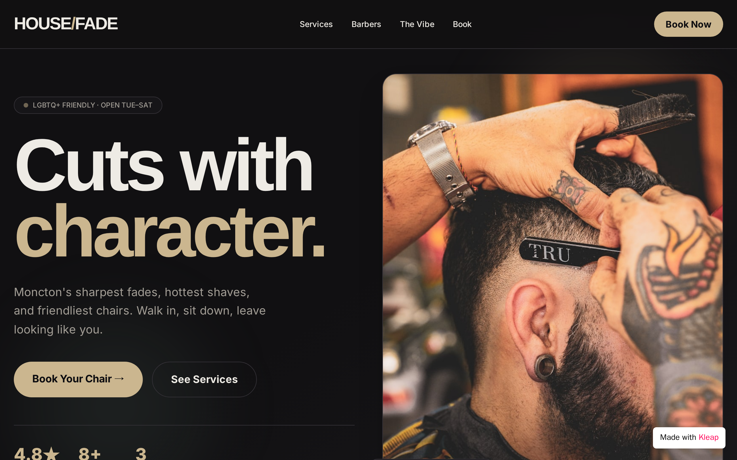 Fade Barbershop website example