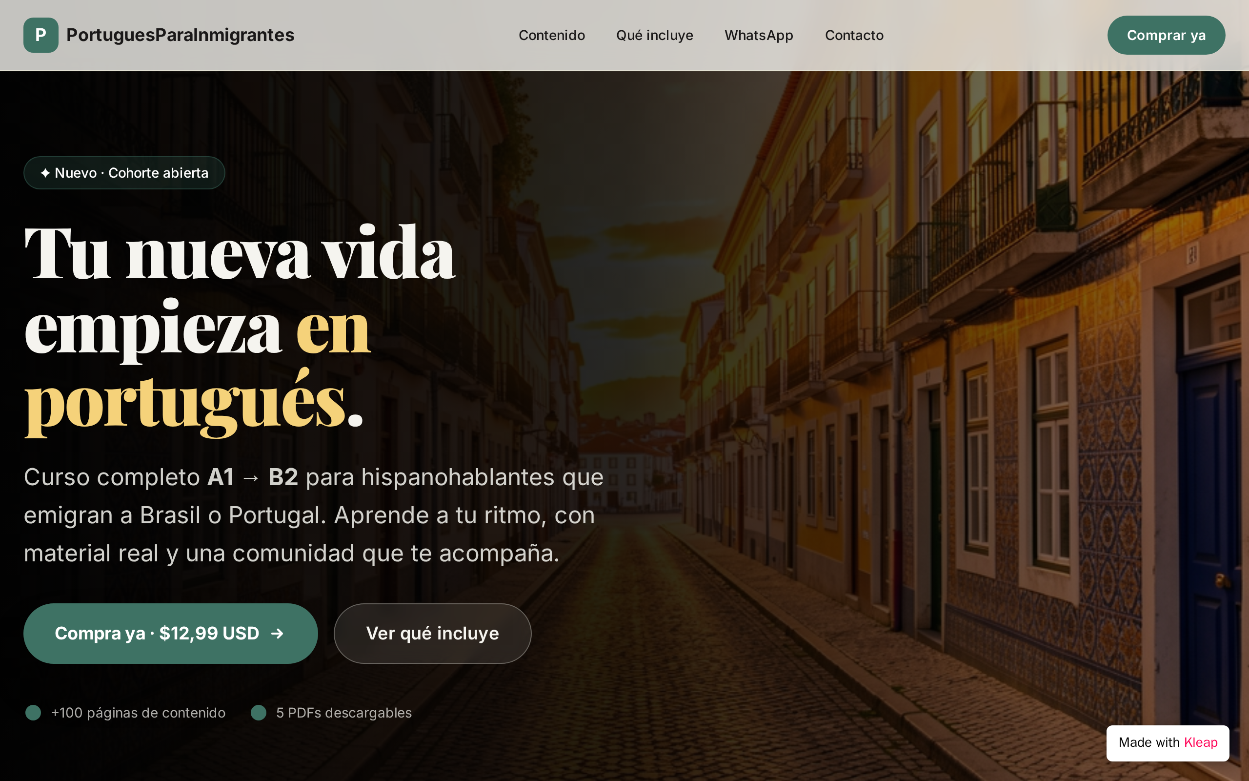 PortuguesRapidoParaInmigrantes website example