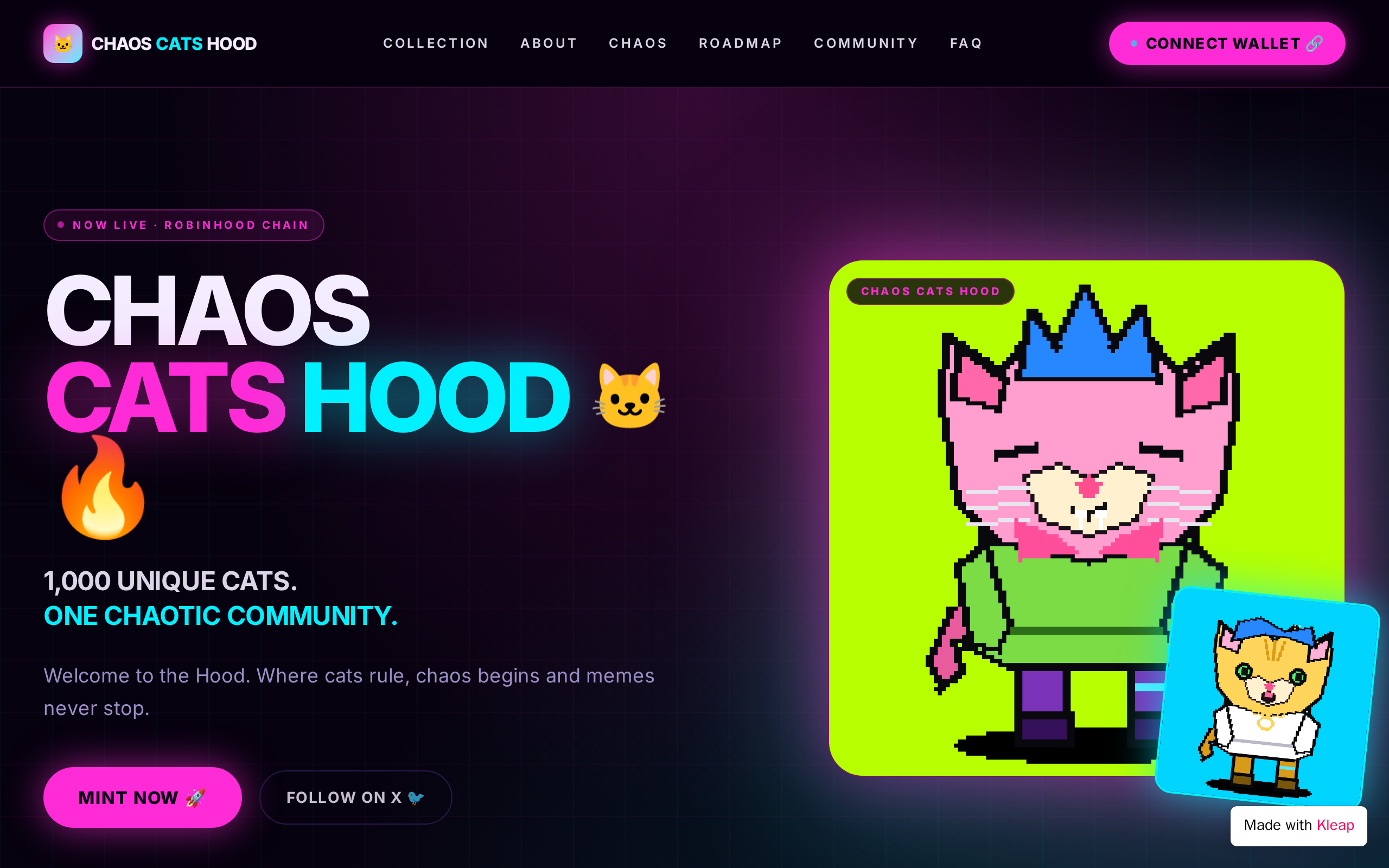 Chaos Cats Hood website example