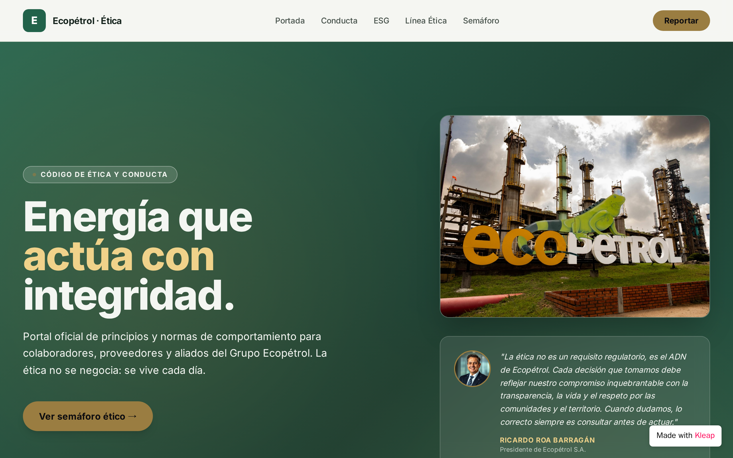 Ecopetrol Etica website example