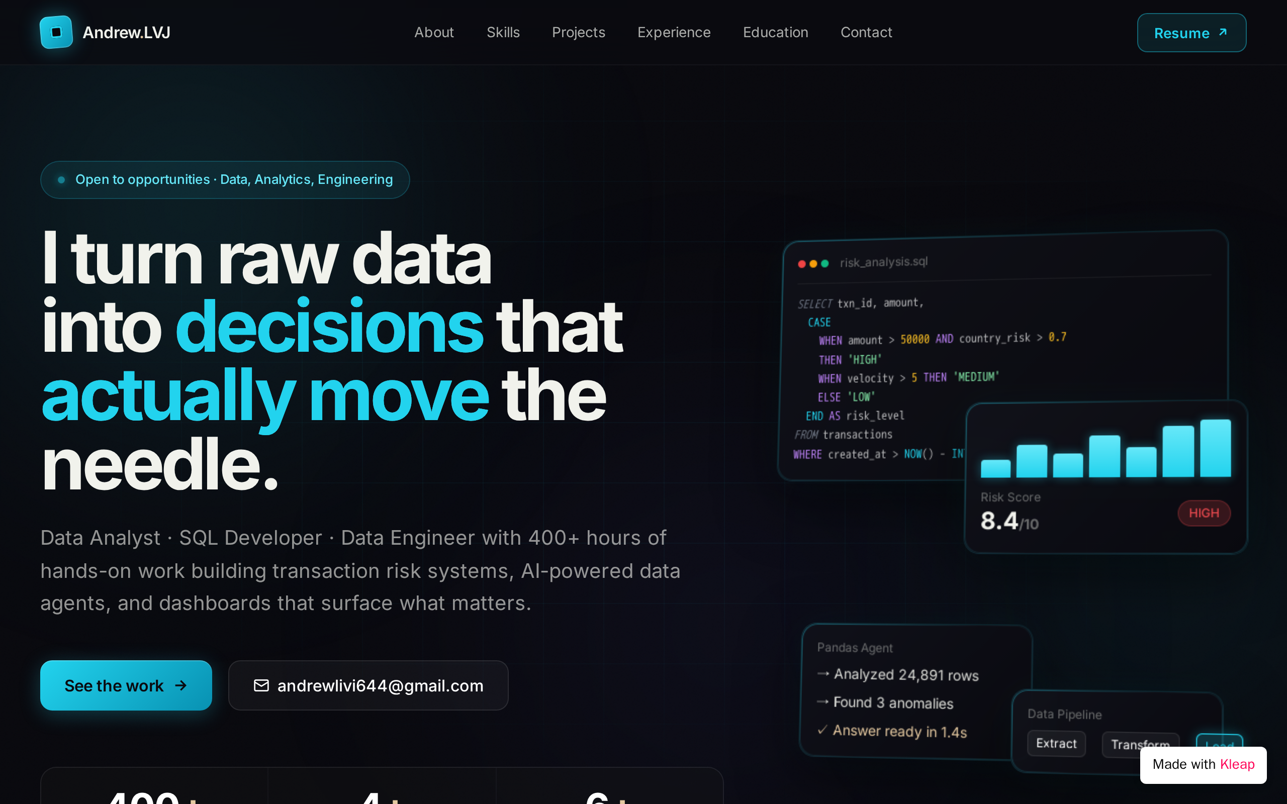 Andrew Livingston — built with Kleap