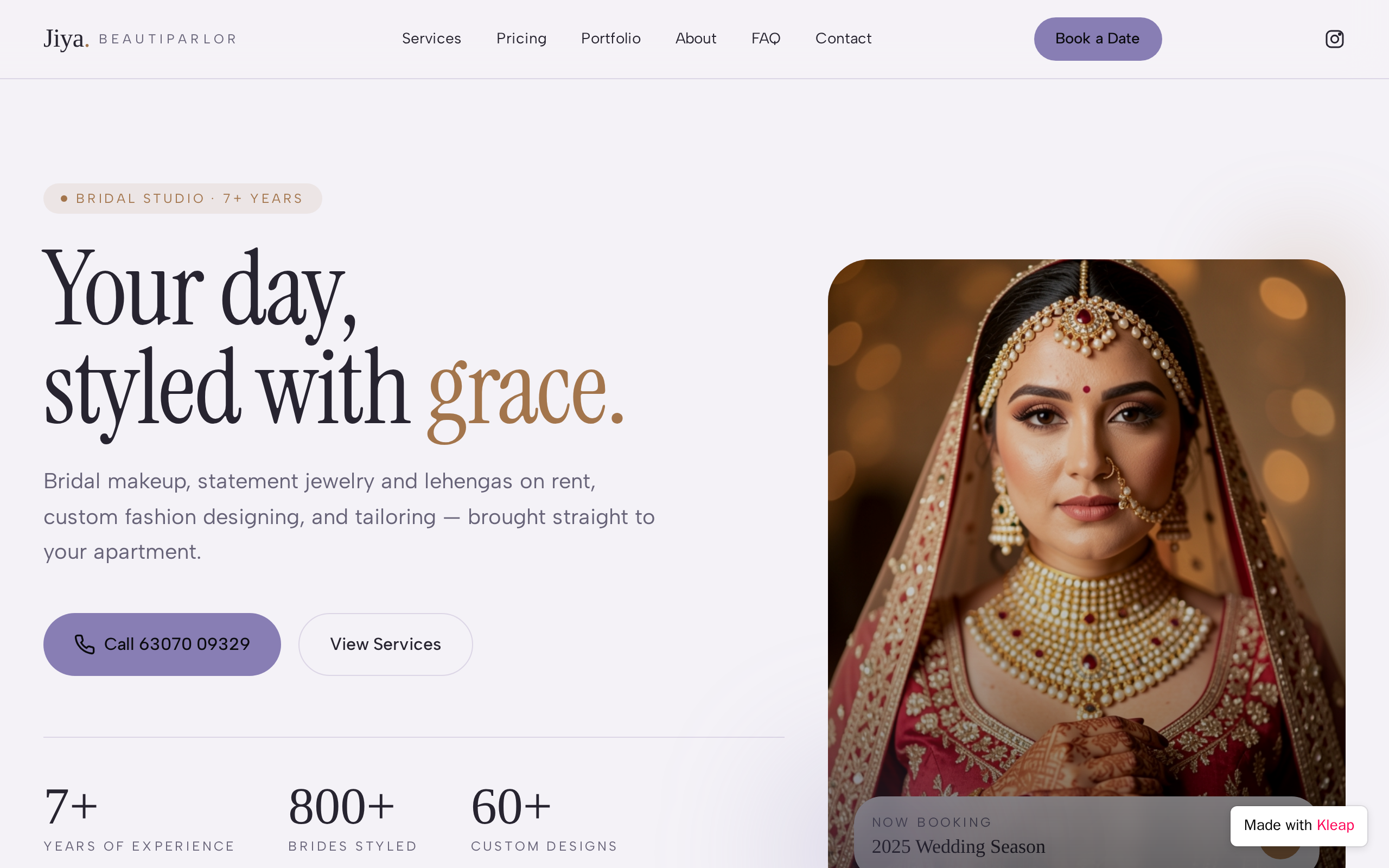 Jiya Makeup Artist website example
