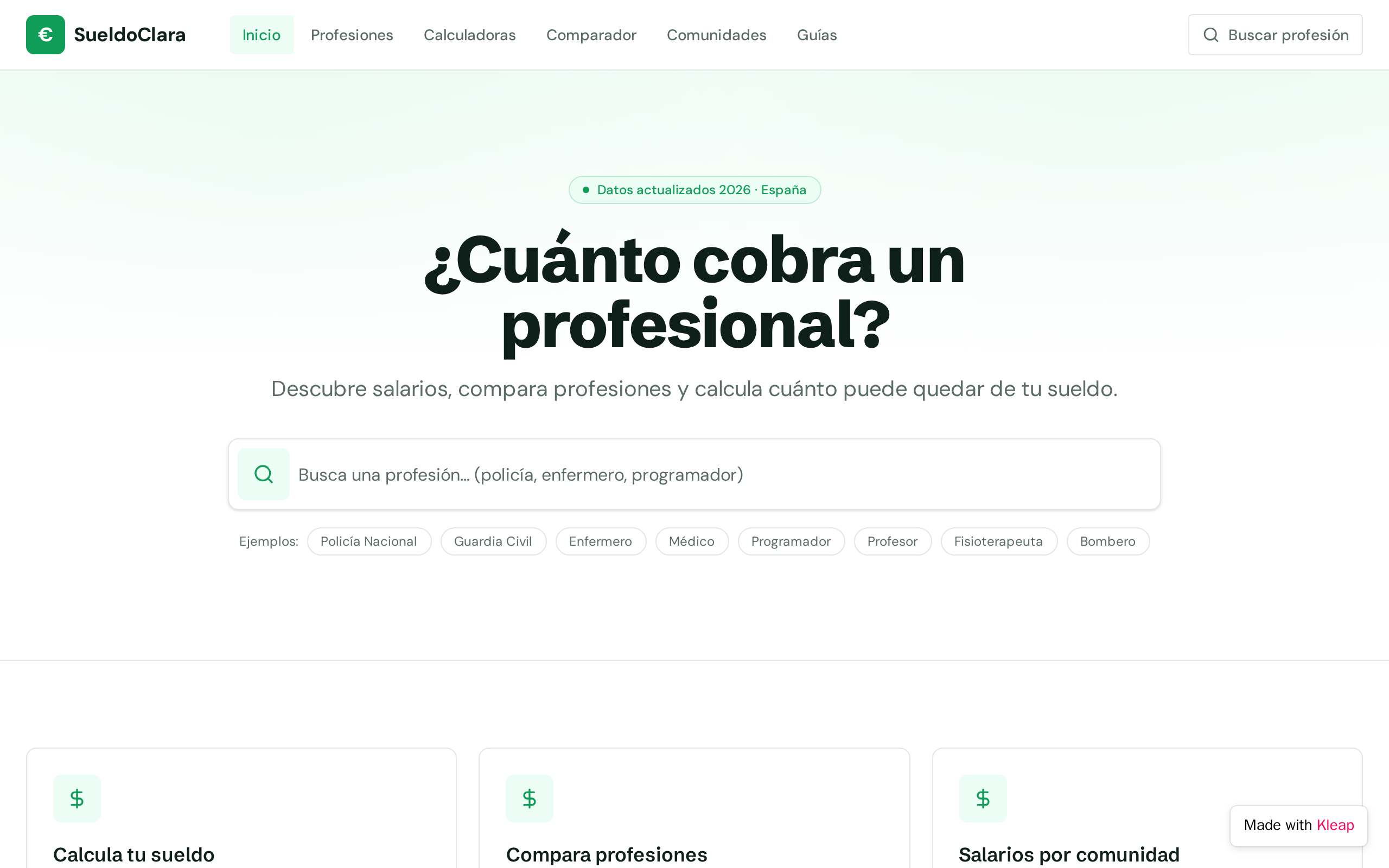 SueldoClara website example