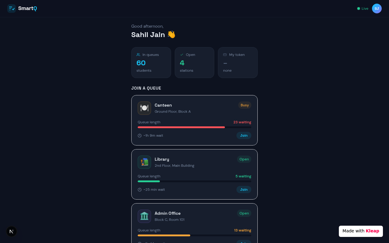 Smart Queue Manager website example