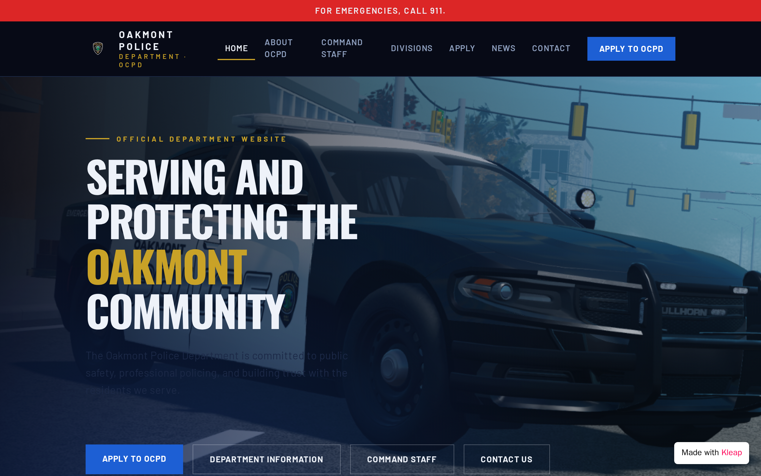 Oakmont Police Department website example
