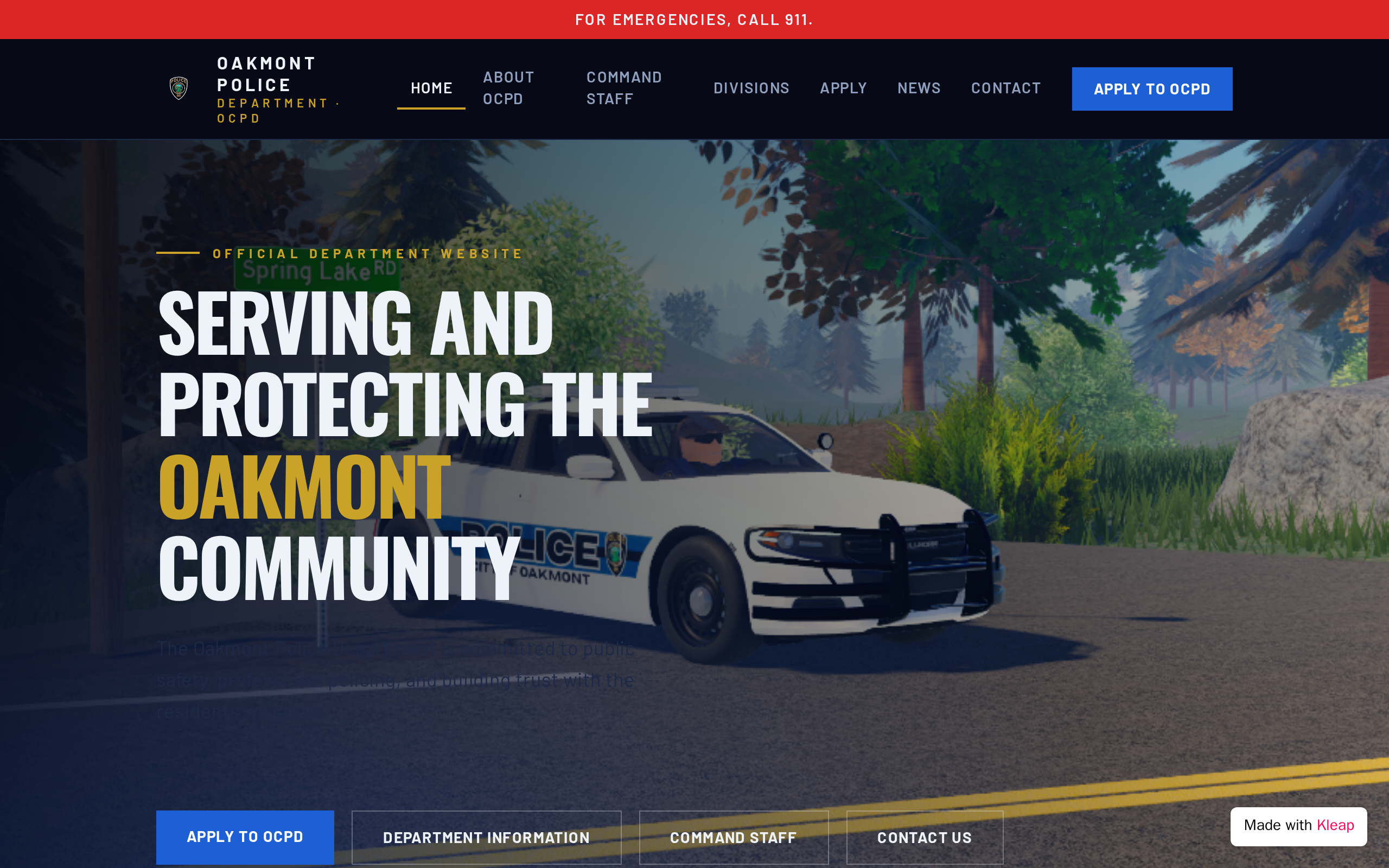 Oakmont Police Department website example