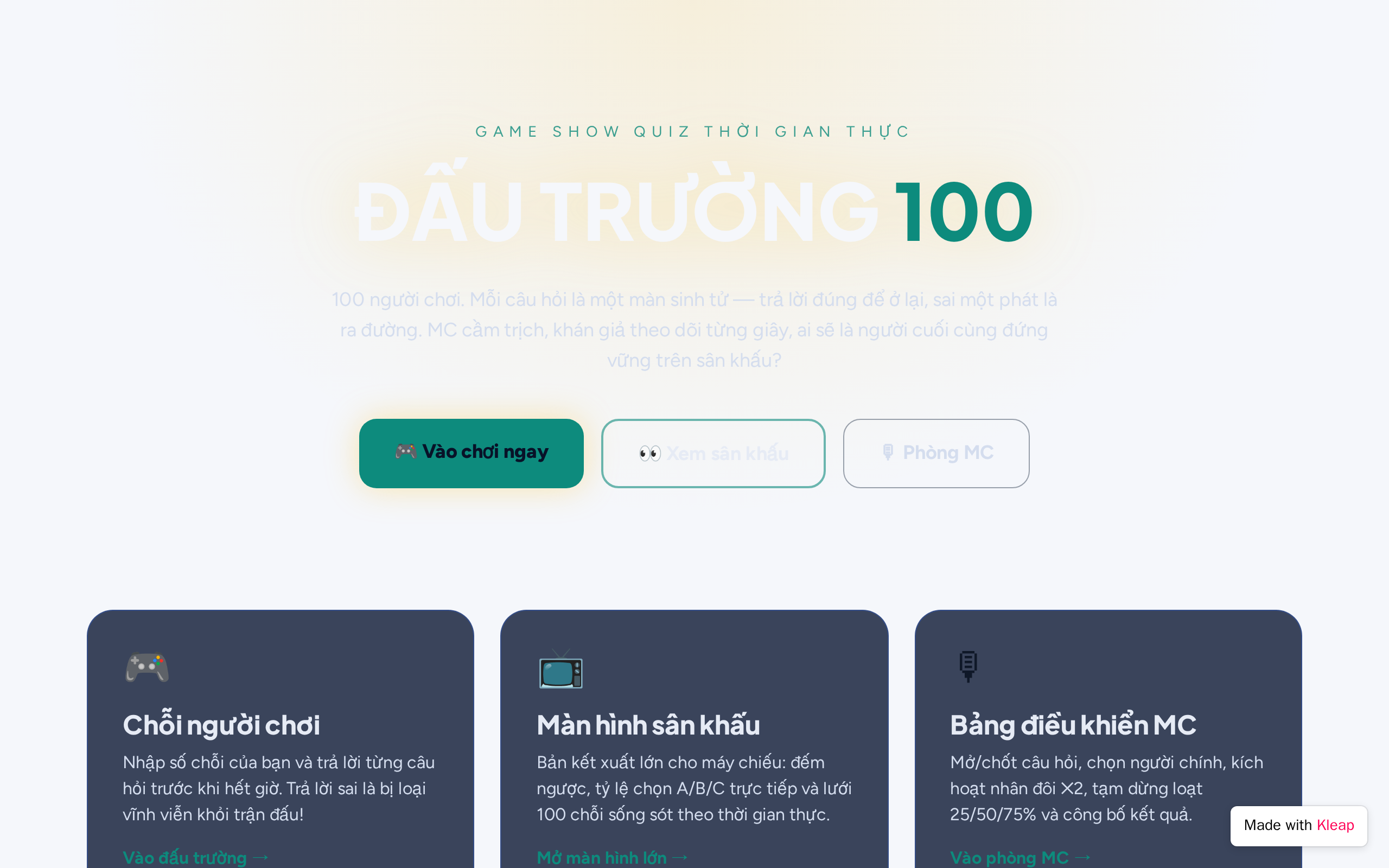 Đấu Trường 100 — built with Kleap