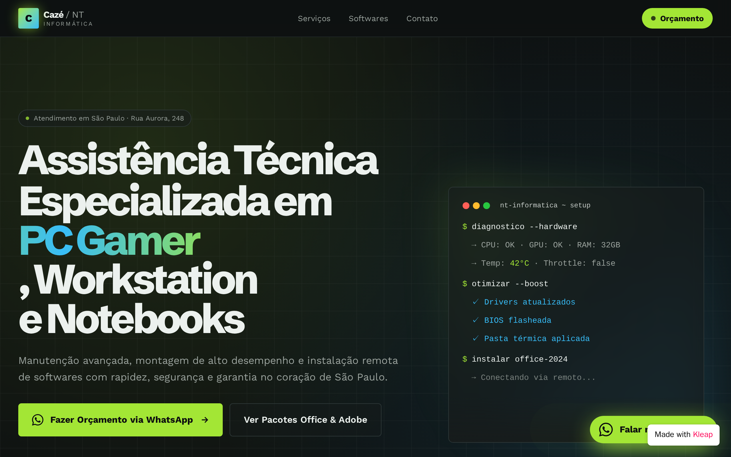 Cazé Nt website example